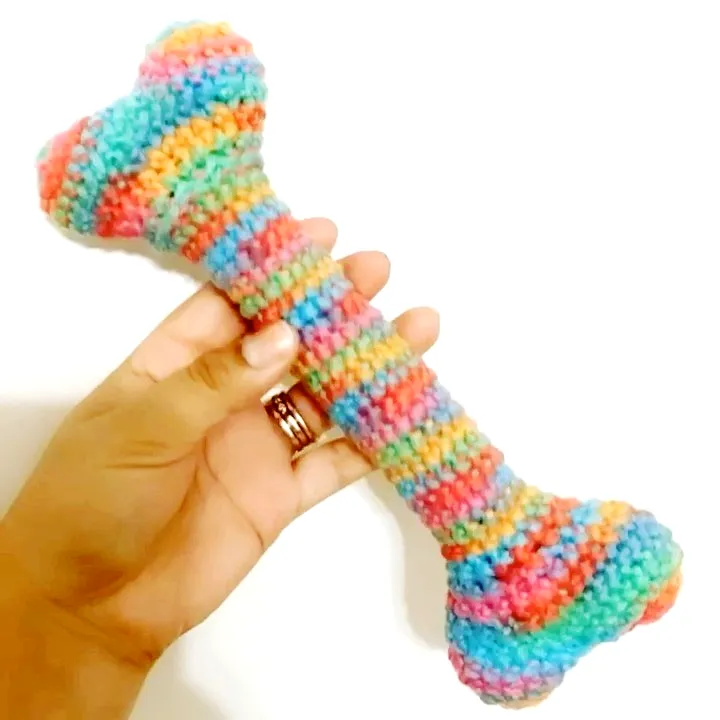 Colorful Crochet Dog Bone Toy for Crafters of All Levels