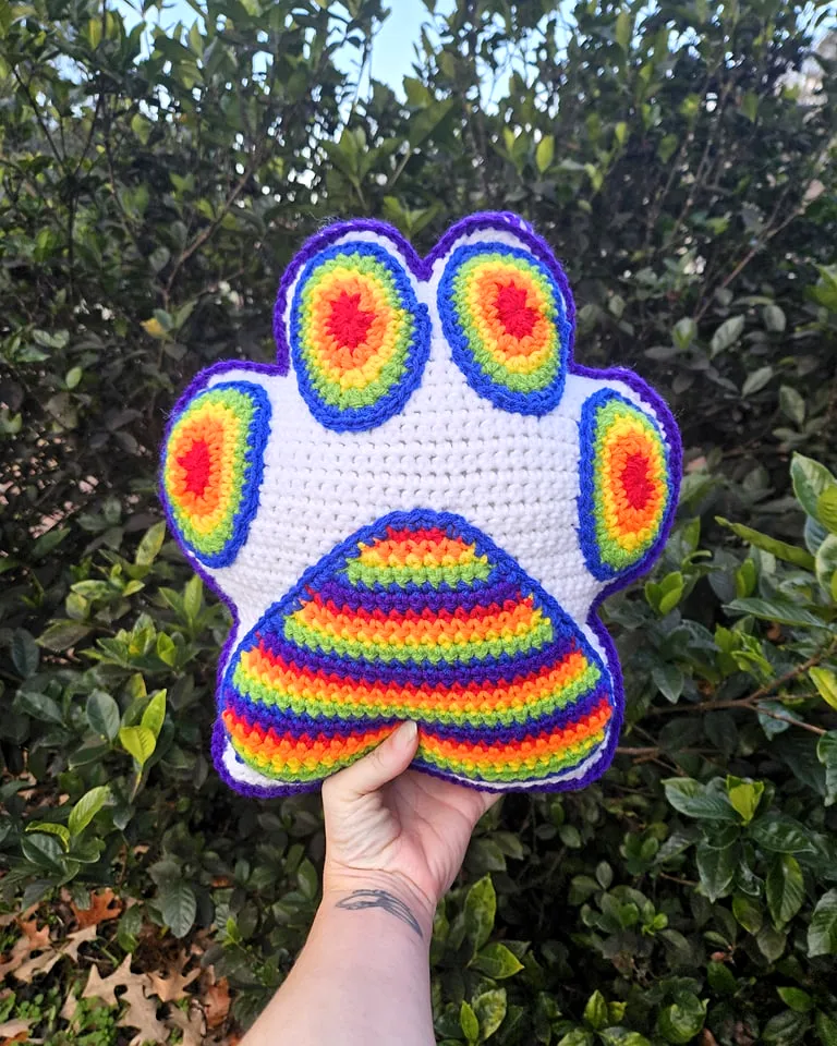 Colorful Crochet Dog Paw Print Plush