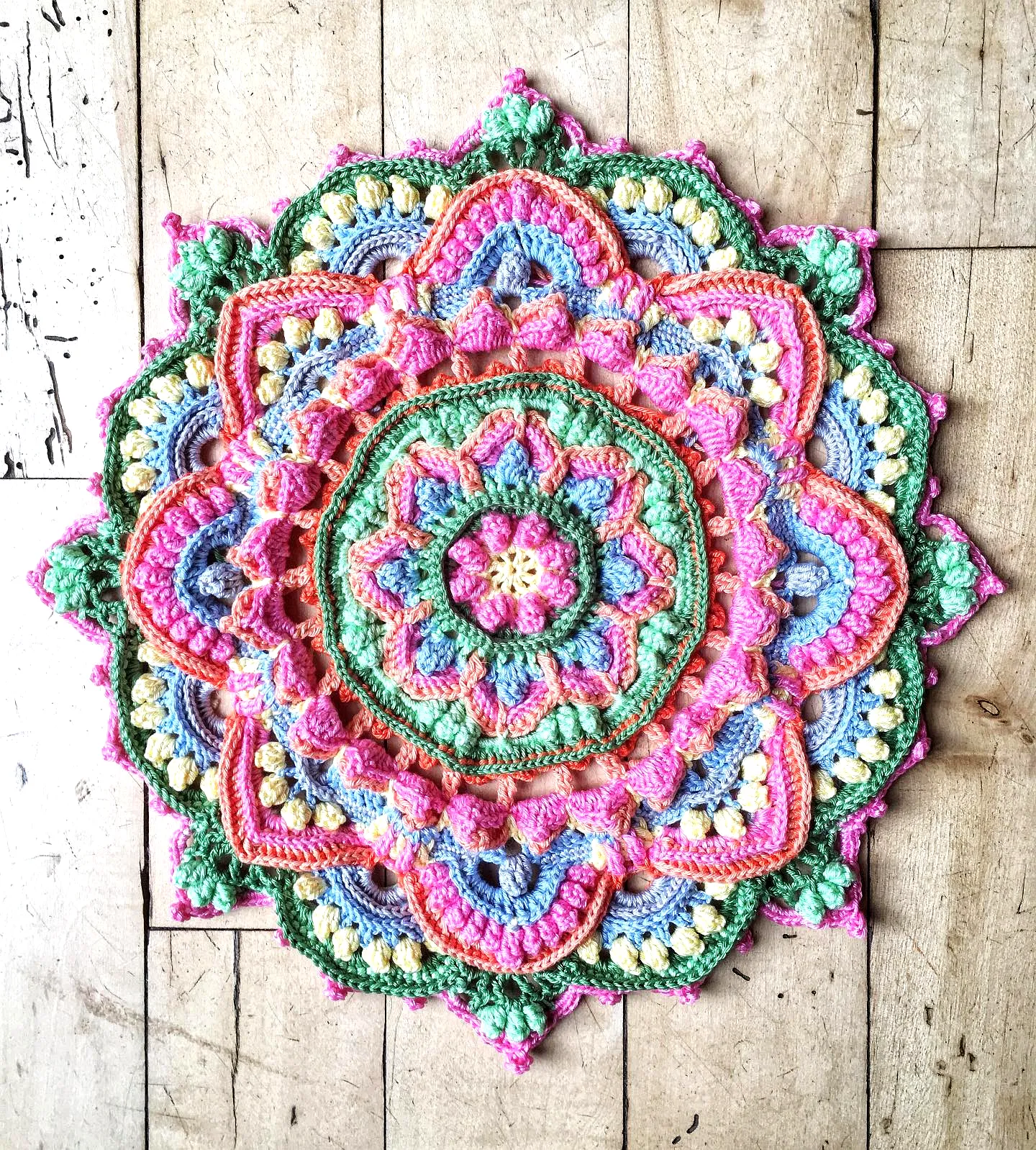 Colorful Crochet Doily with Advanced Mandala Design