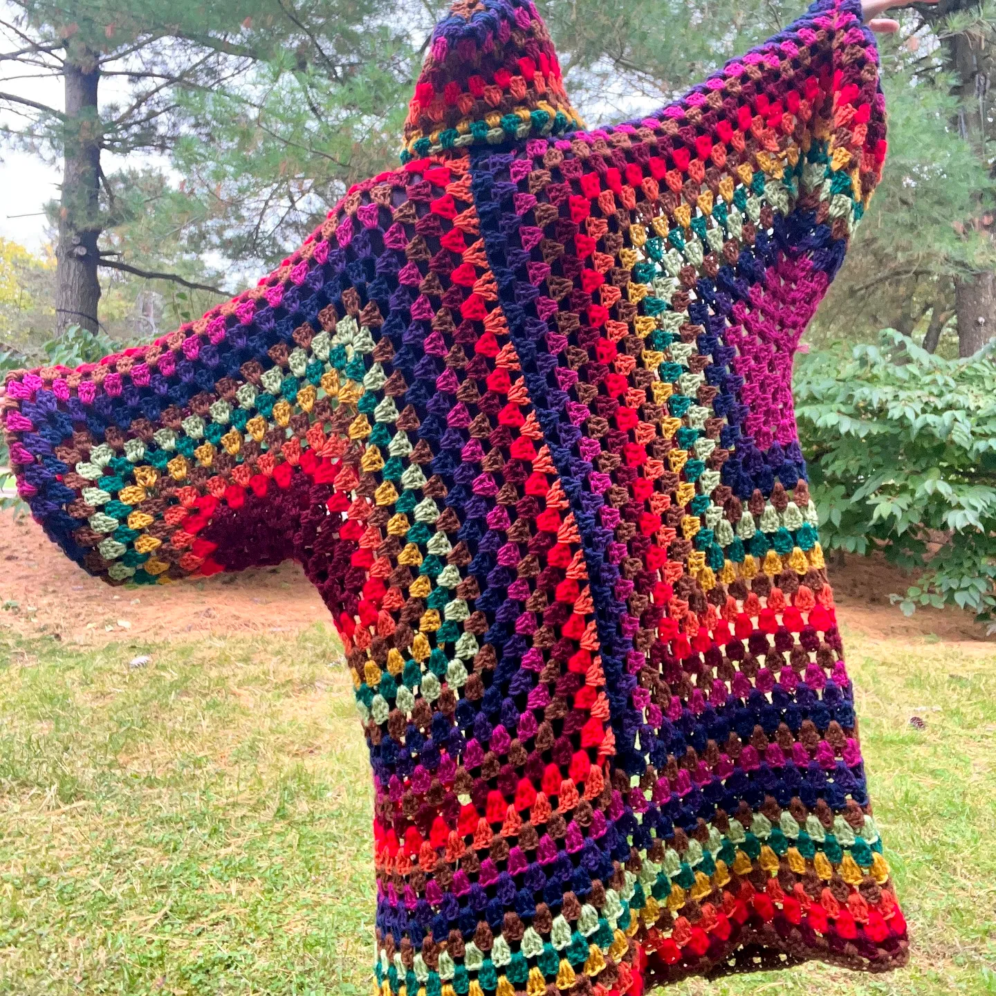Colorful Crochet Duster with Vibrant Granny Square Design