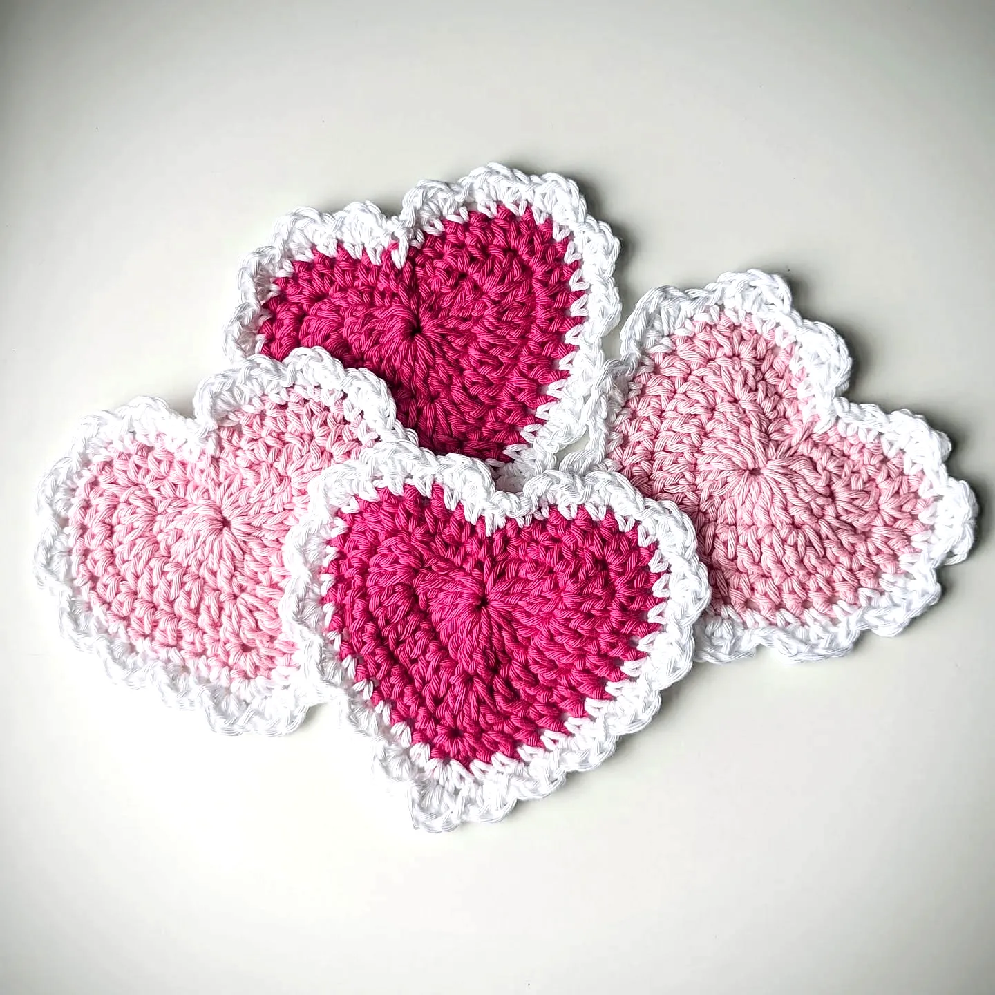 Colorful Crochet Heart in Pink and White