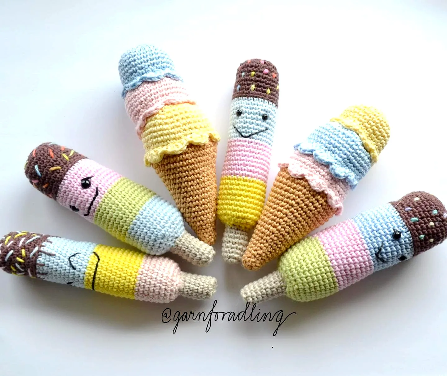 Colorful Crochet Ice Cream Toy Set