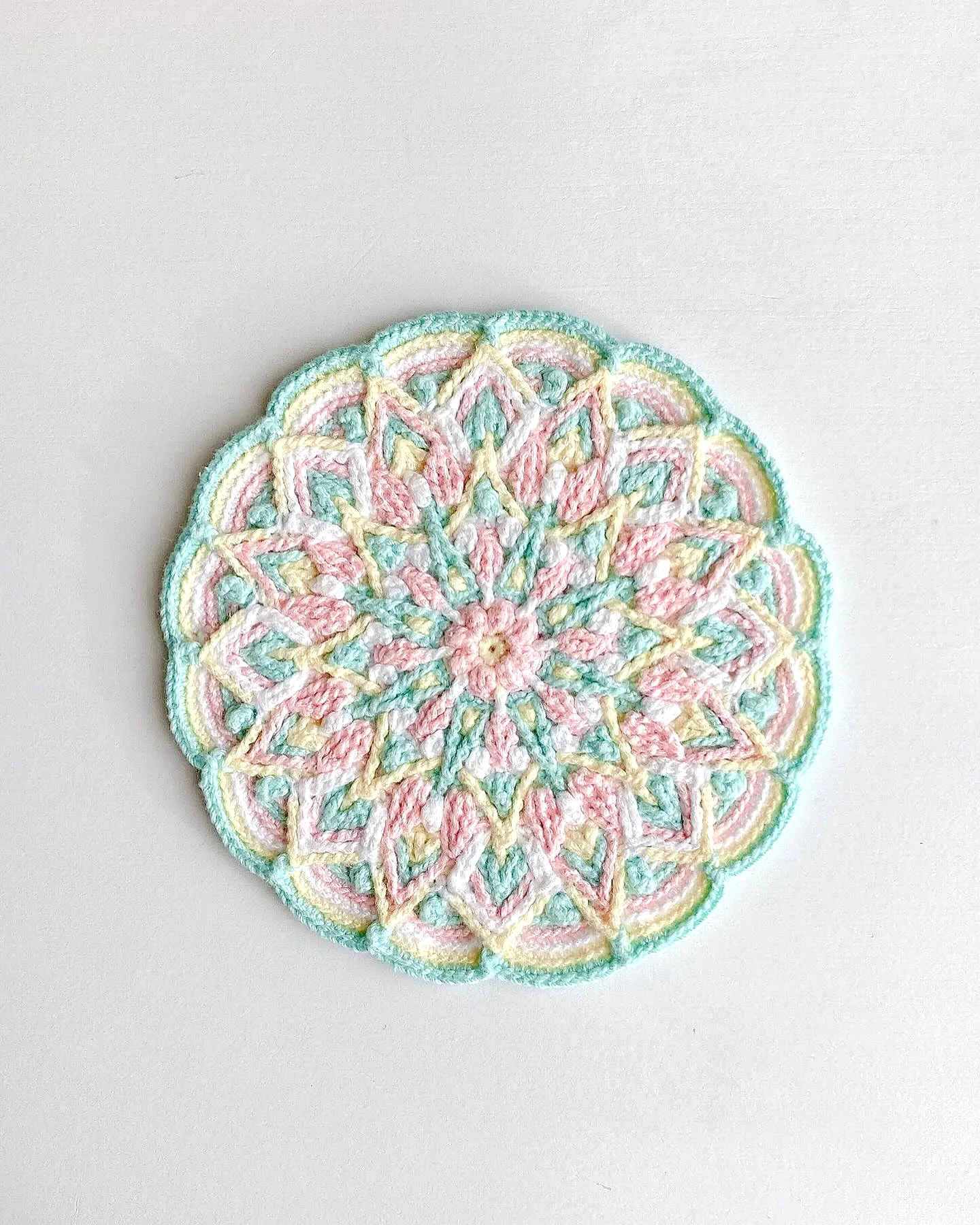 Colorful Crochet Mandala with Delicate Floral Design