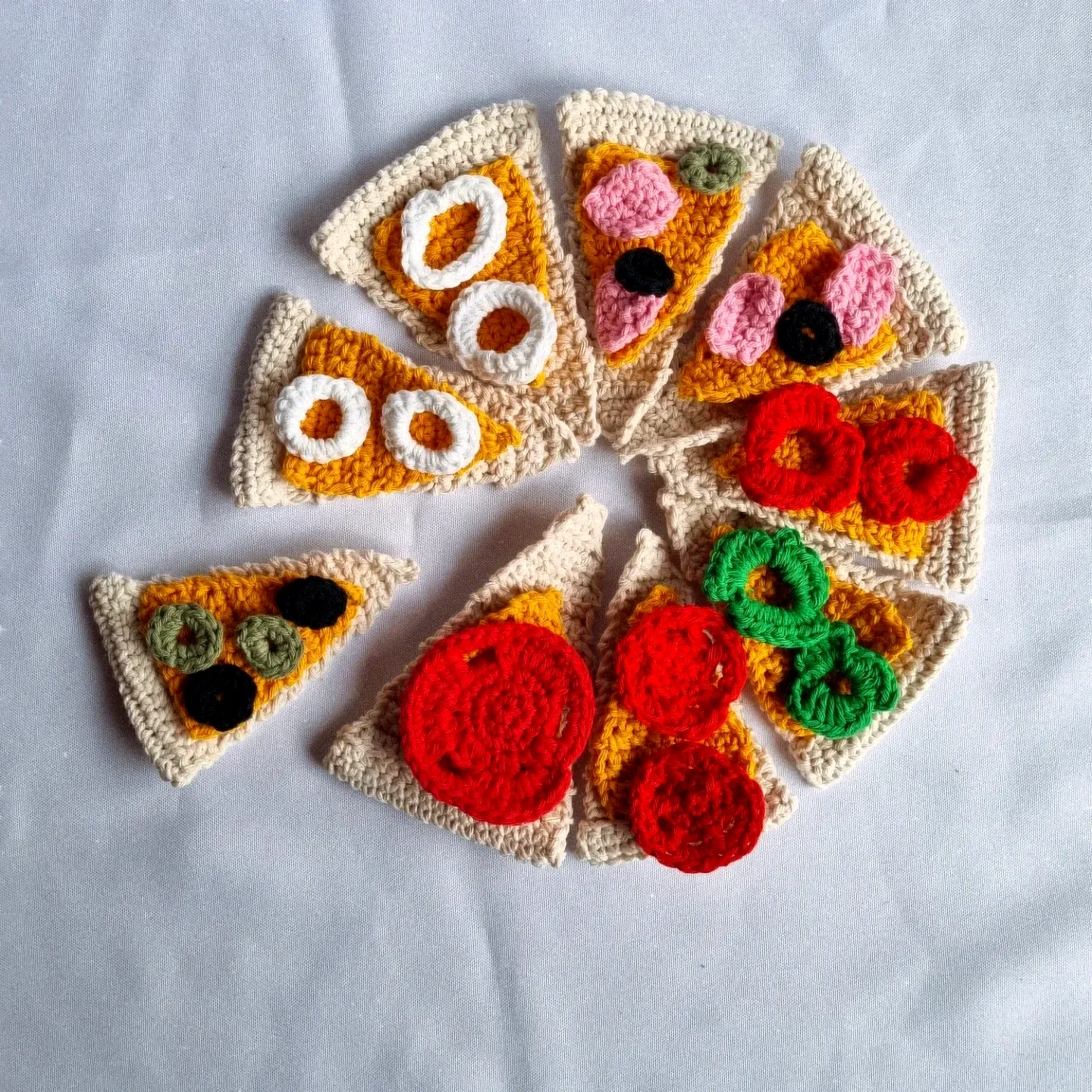 Colorful Crochet Pizza Slices