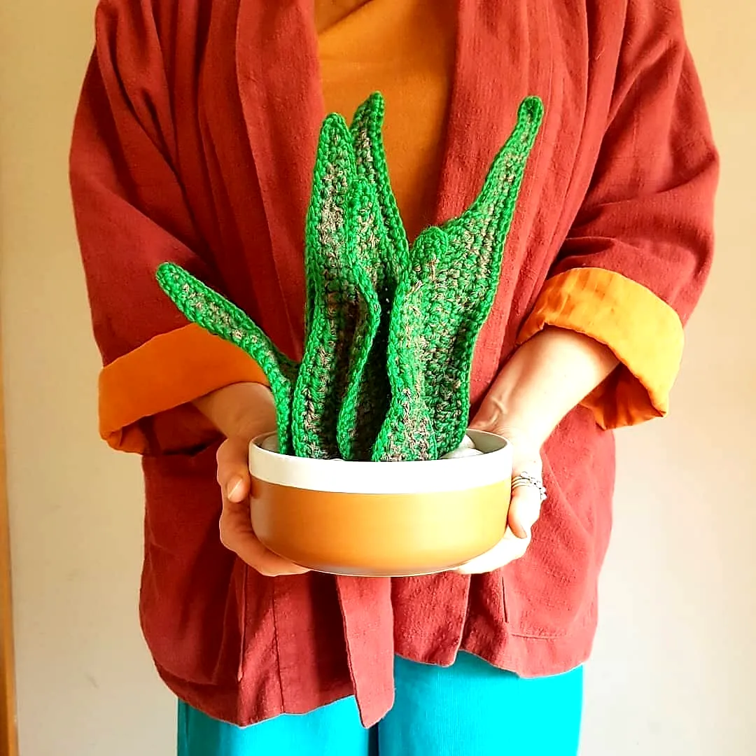 Colorful Crochet Succulent in a Stylish Pot