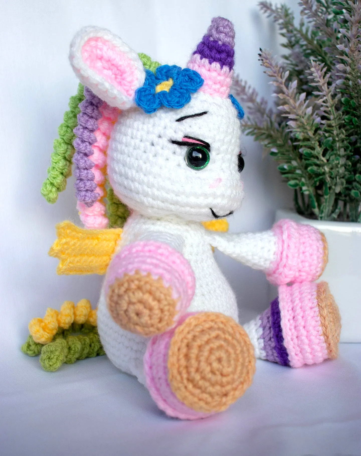 Colorful Crochet Unicorn with Pastel Details
