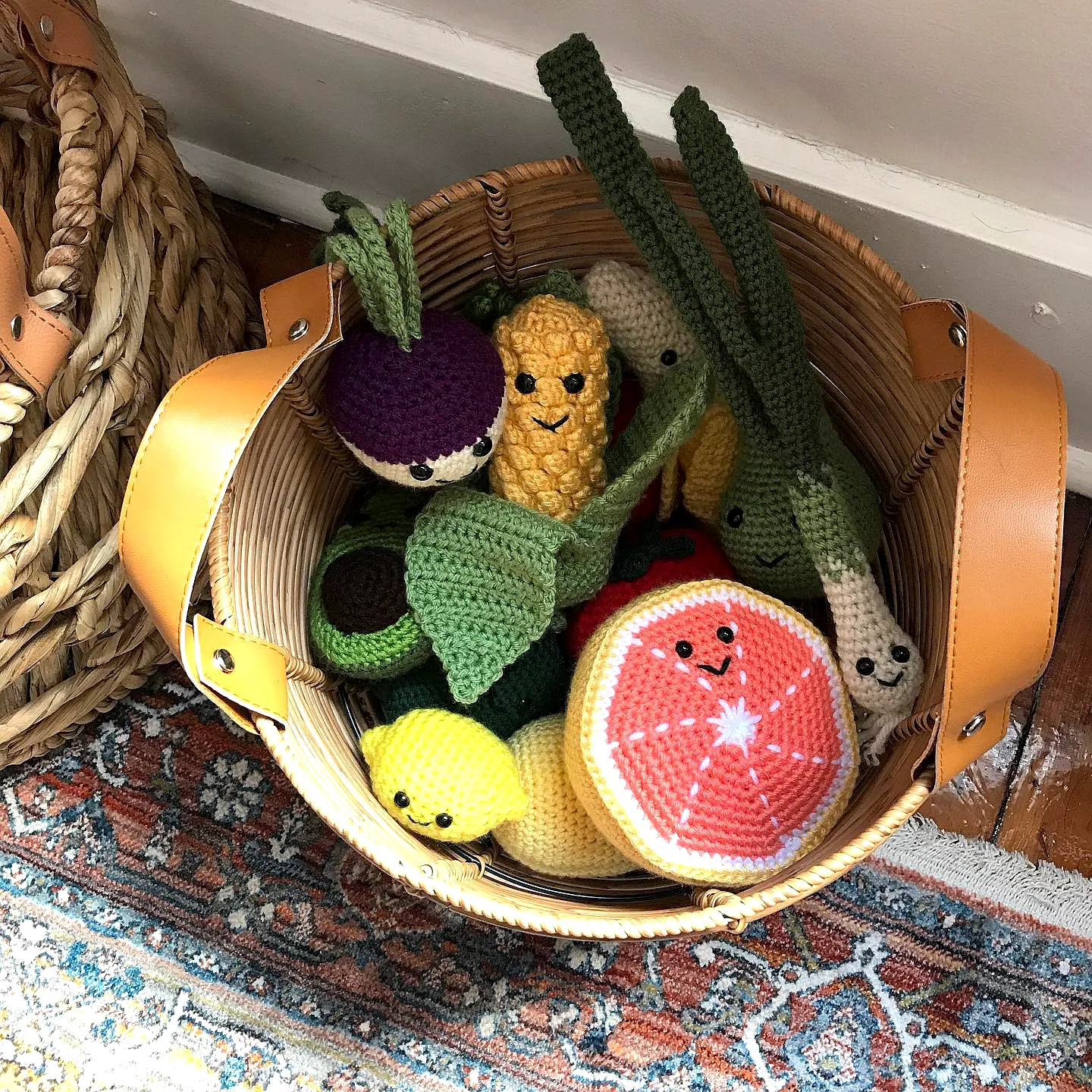 Colorful Crochet Vegetable Basket