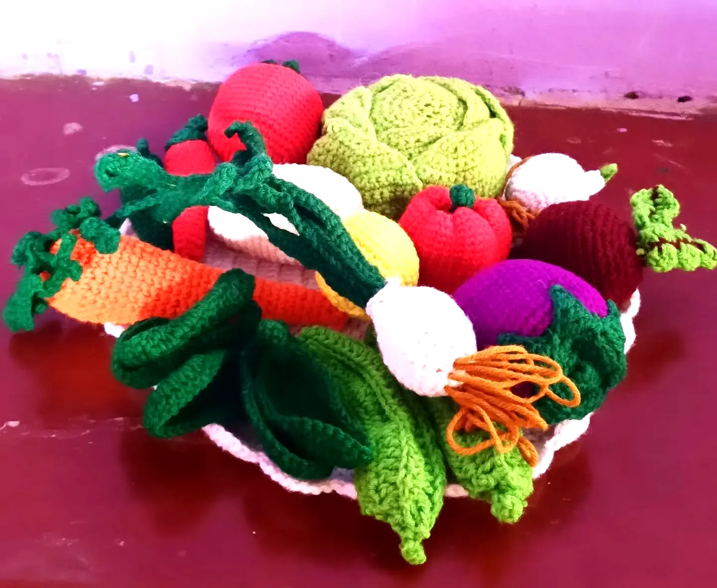 Colorful Crochet Vegetable Basket
