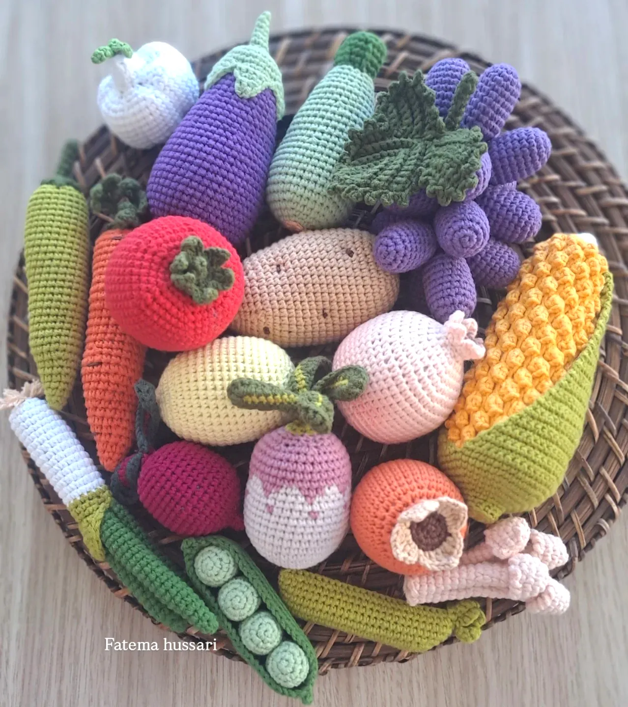 Colorful Crochet Vegetable Basket for Stylish Home Decor