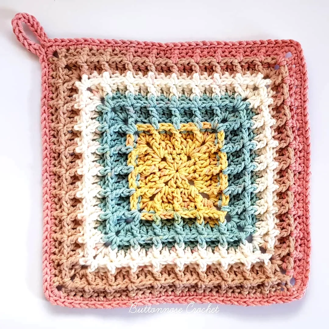 Colorful crochet washcloth in stylish square design