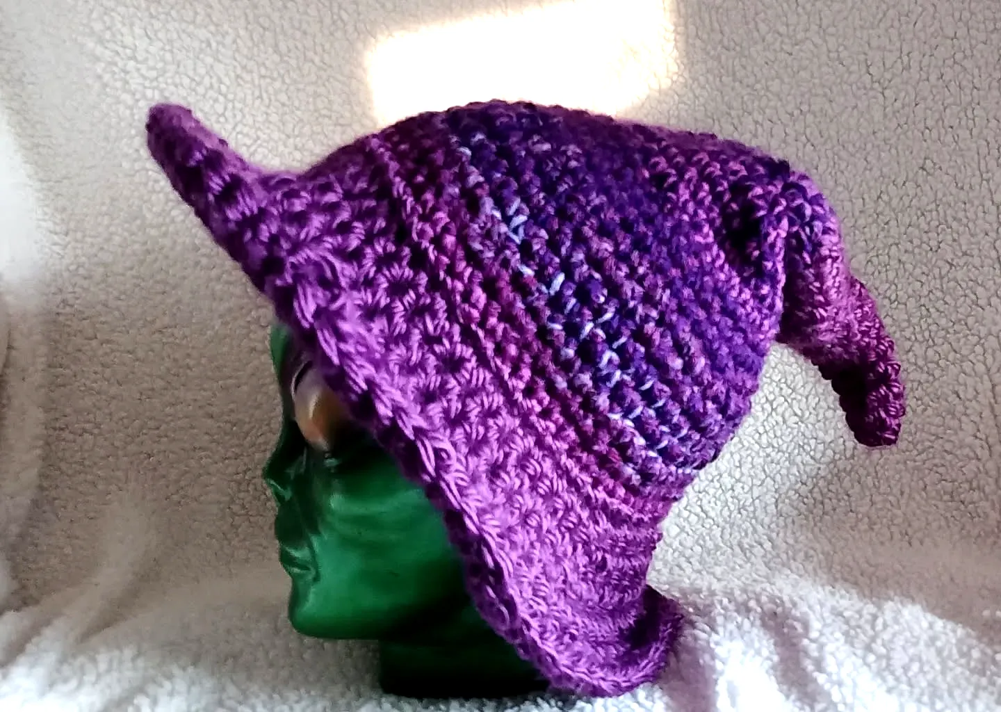 Colorful Crochet Wizard Hat with Pointed Shape and Wide Brim