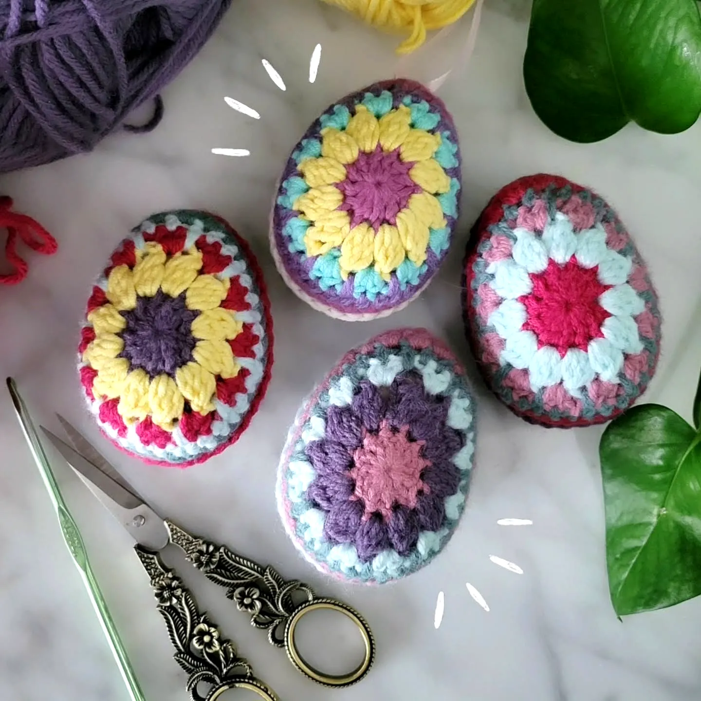 Colorful Vintage Crochet Egg with Granny Square Design for Intermediates