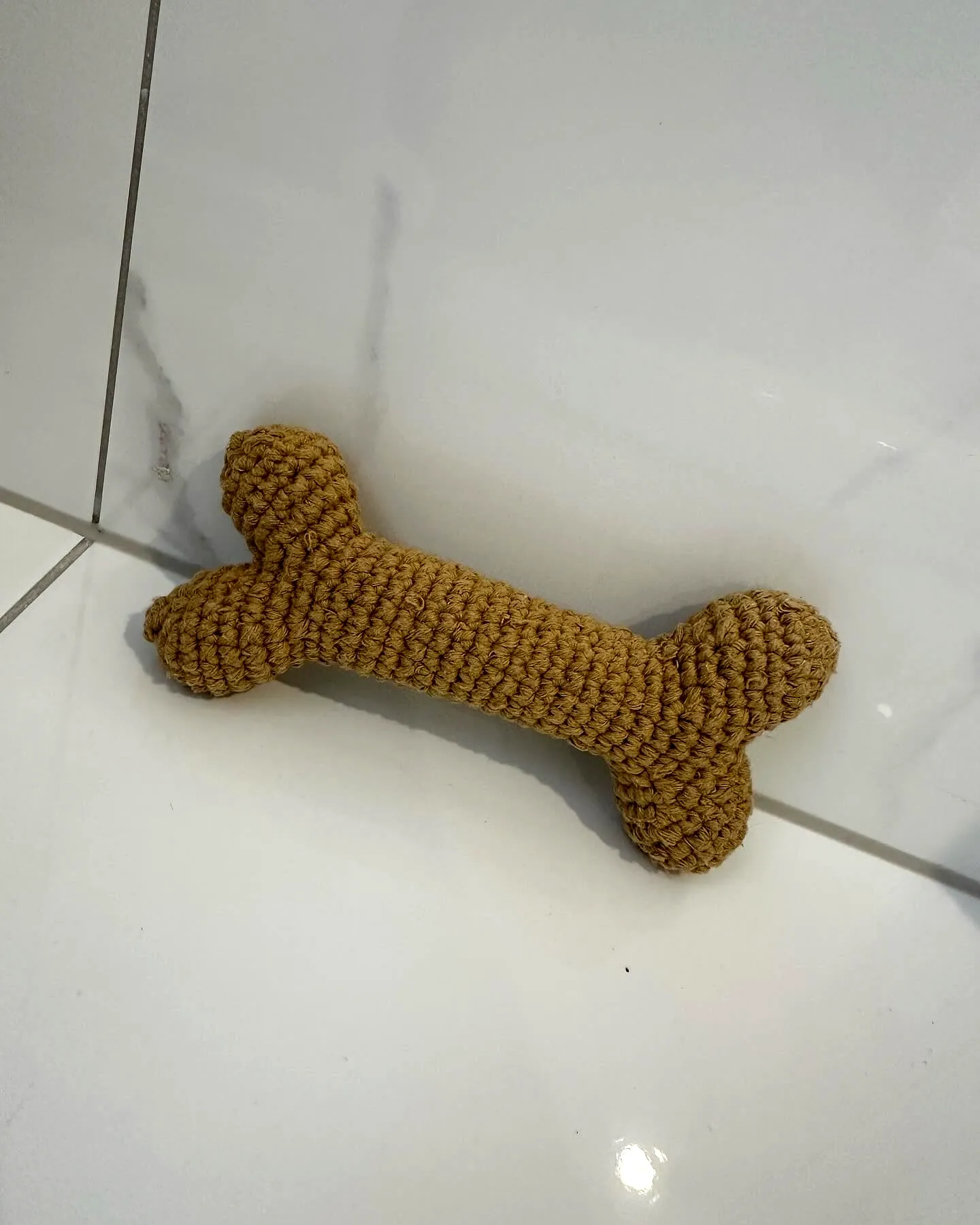 Cozy Tan Crochet Dog Bone Toy Easy and Adorable for Pets