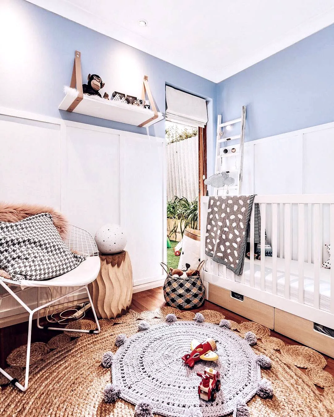 Crochet Baby Playmat in Soft Neutral Colors with Pom-Poms