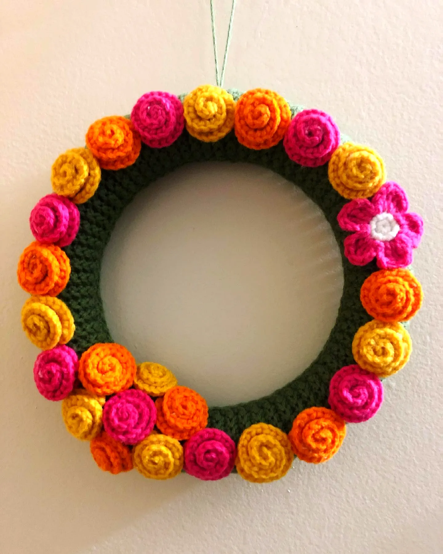 Crochet Floral Wreath Vibrant Design