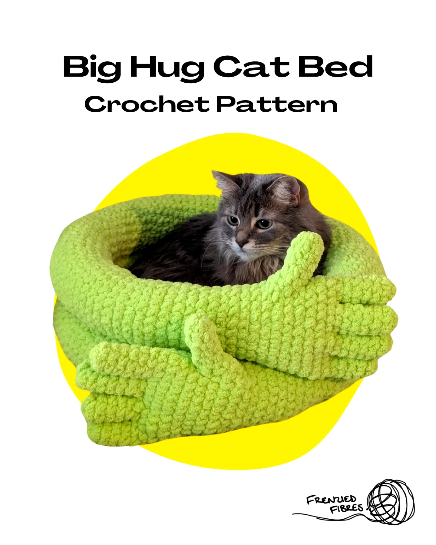 Crochet Pet Bed in Vibrant Lime Green for Cats and Dogs