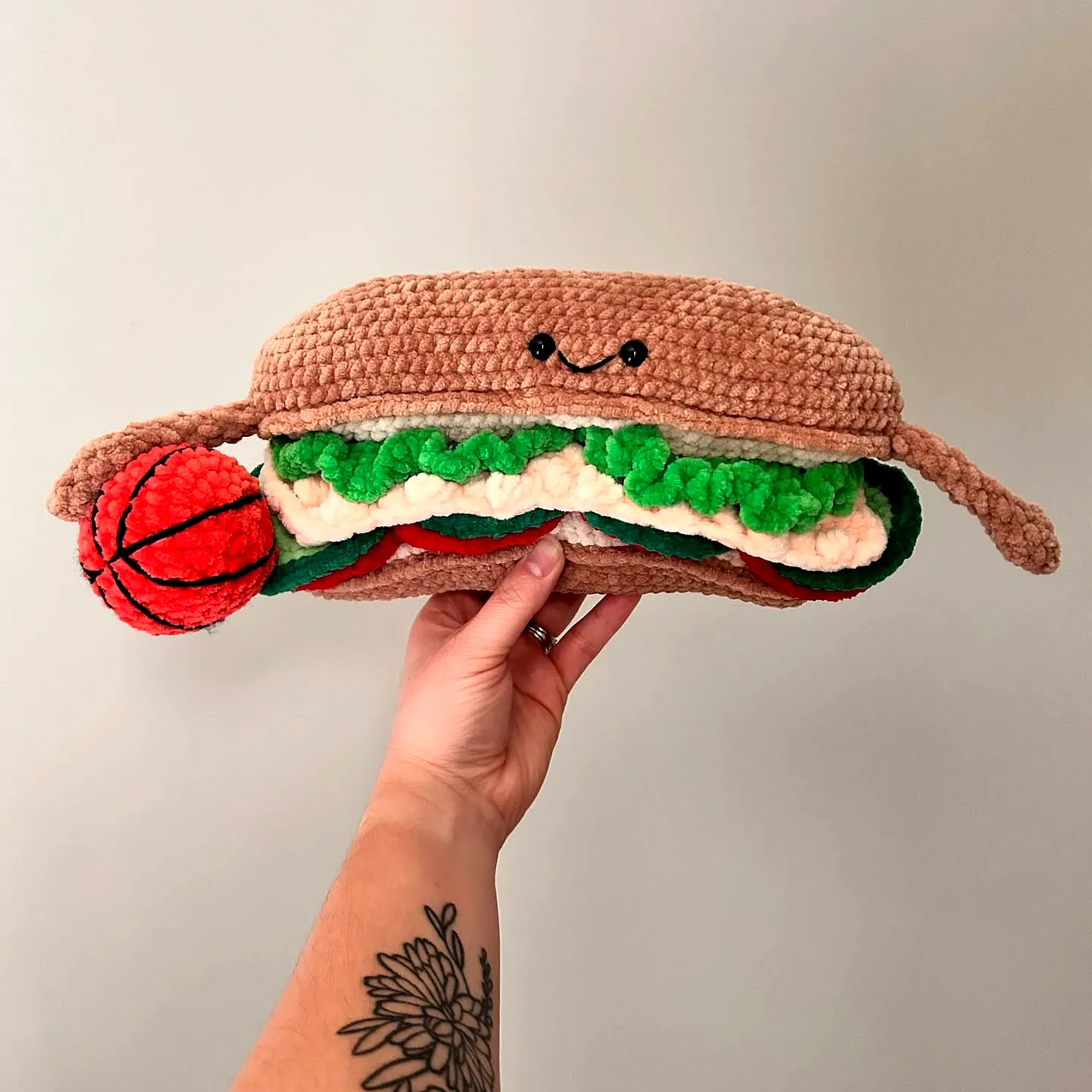 Crochet Sandwich Plush Toy in Vibrant Colors