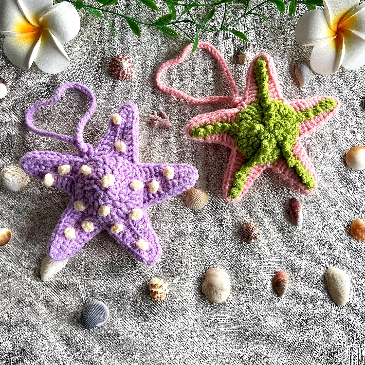 Crochet Starfish in Vibrant Purple and Pink
