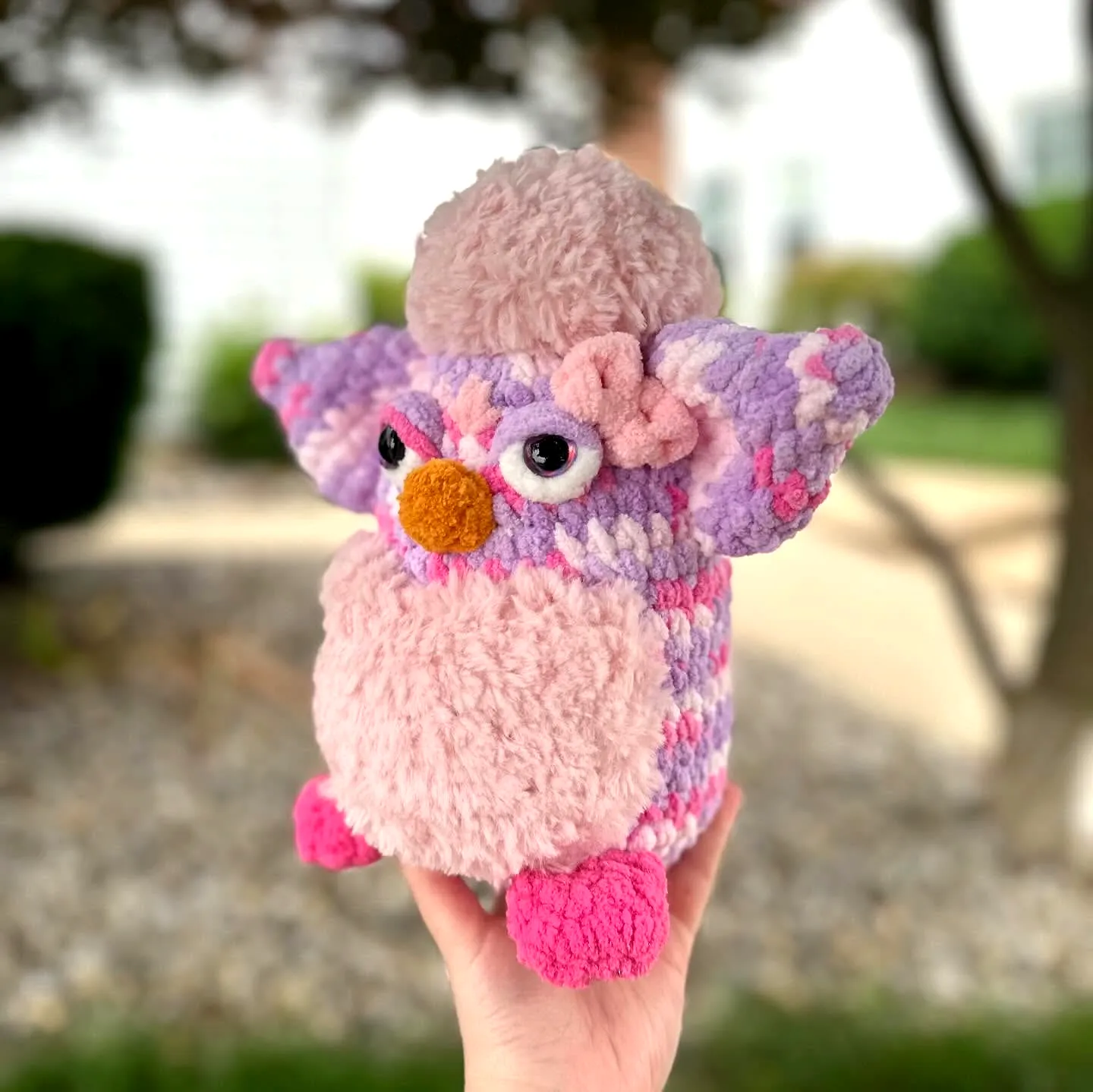 Crochet Toy Adorable Owl in Vibrant Pink and Purple for Intermediates