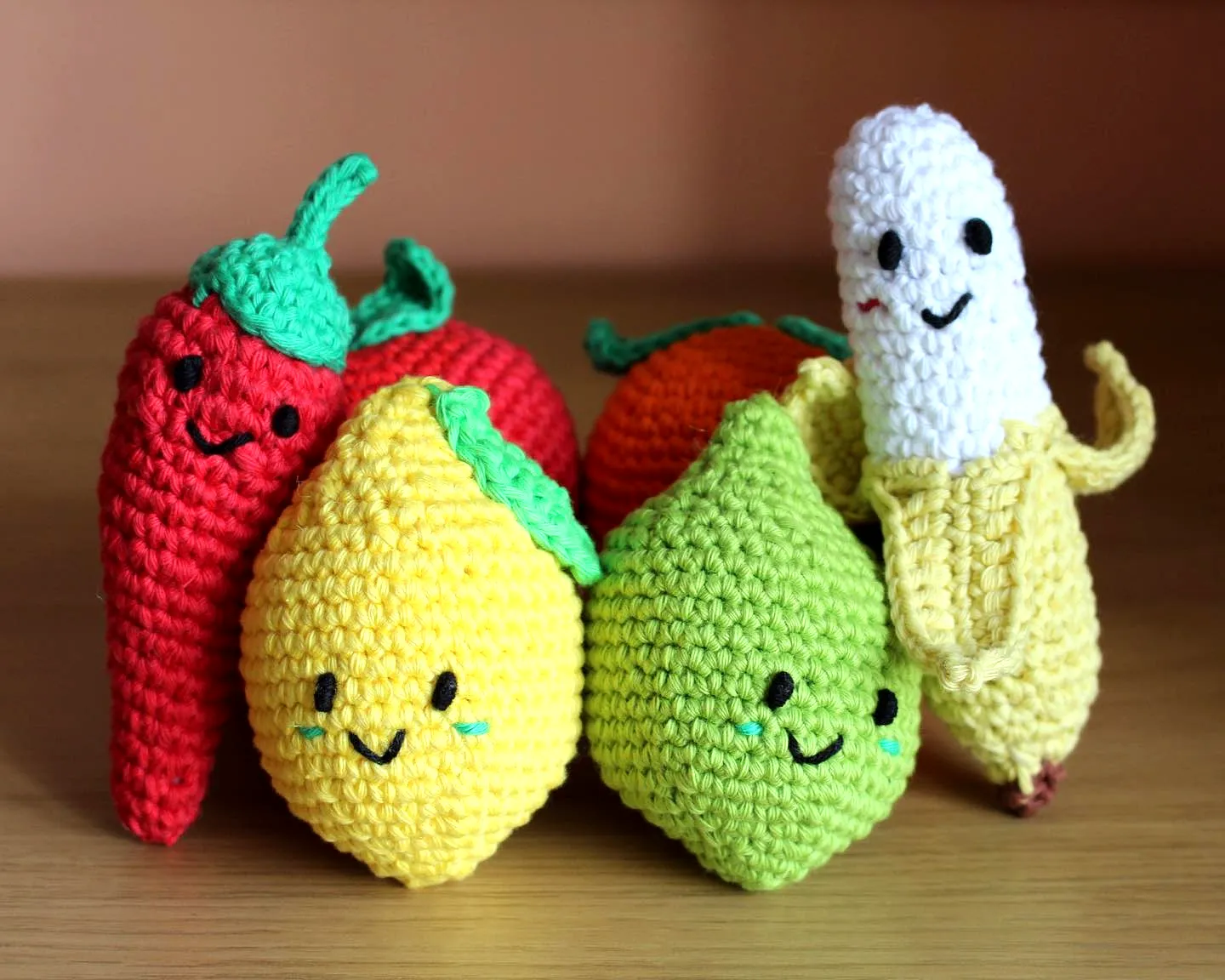 Cute and Colorful Crochet Dog Toy Set in Fruit and Veggie Styles