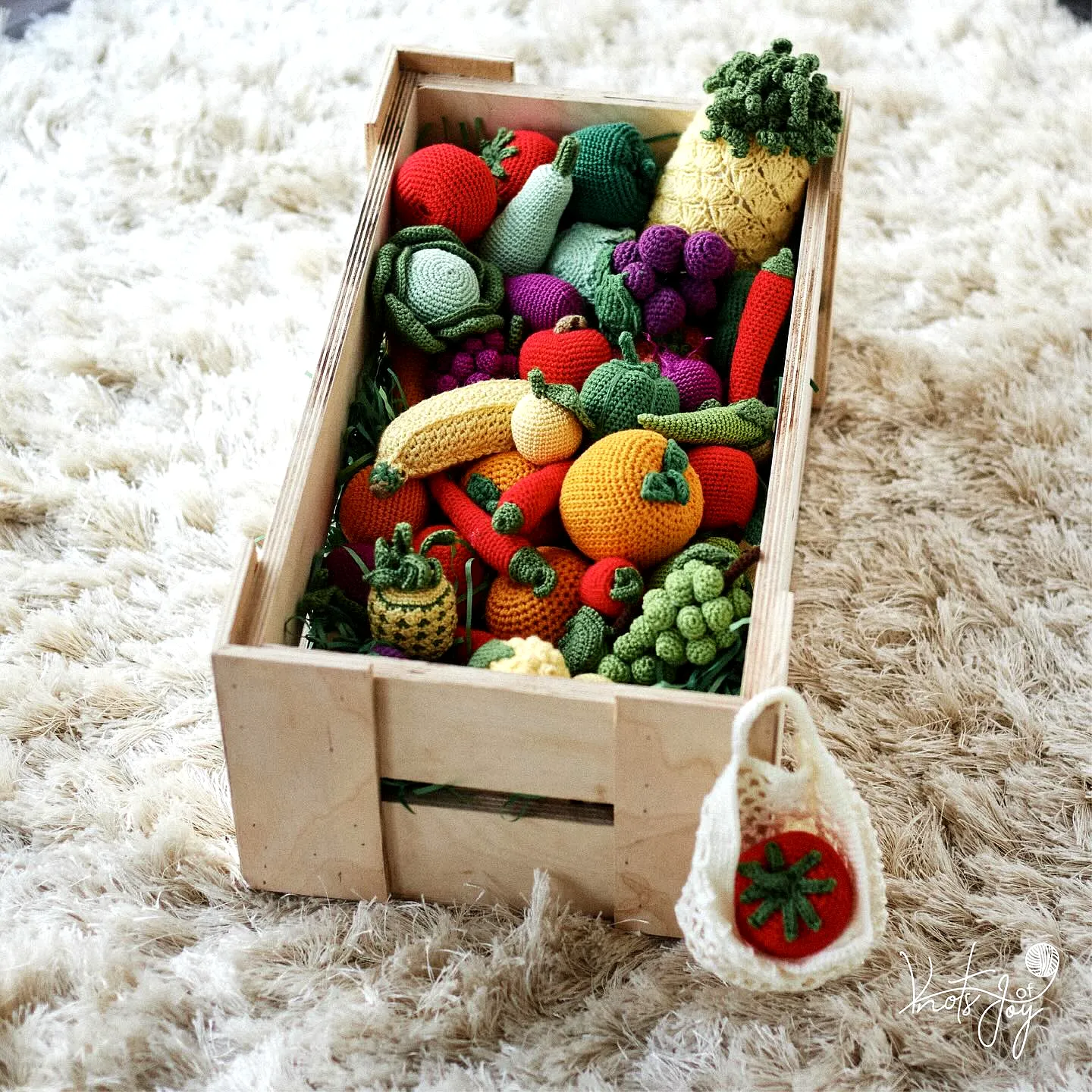 Cute and Colorful Crochet Vegetable Basket