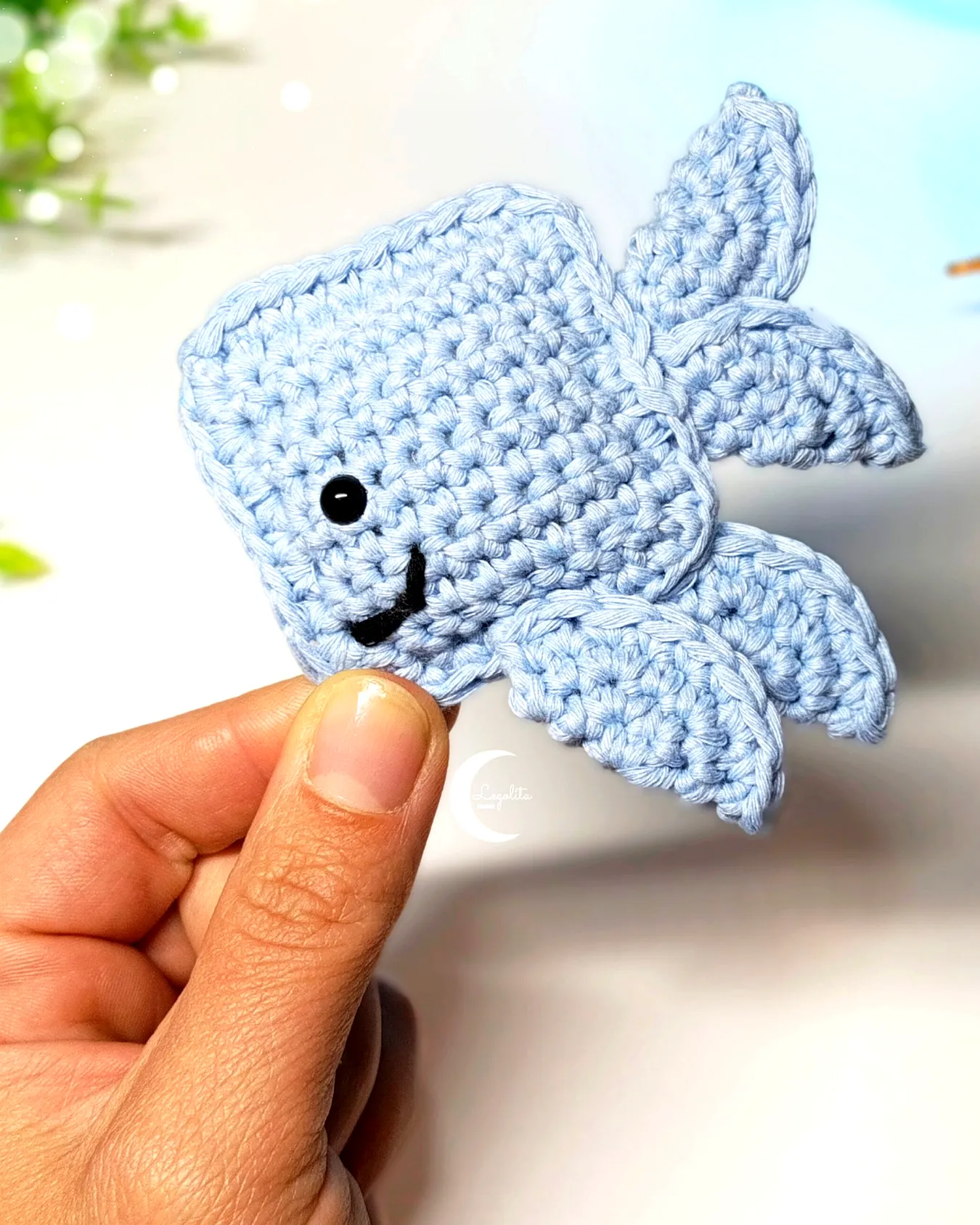 Cute Beginner Level Crochet Whale in Soft Pastel Blue