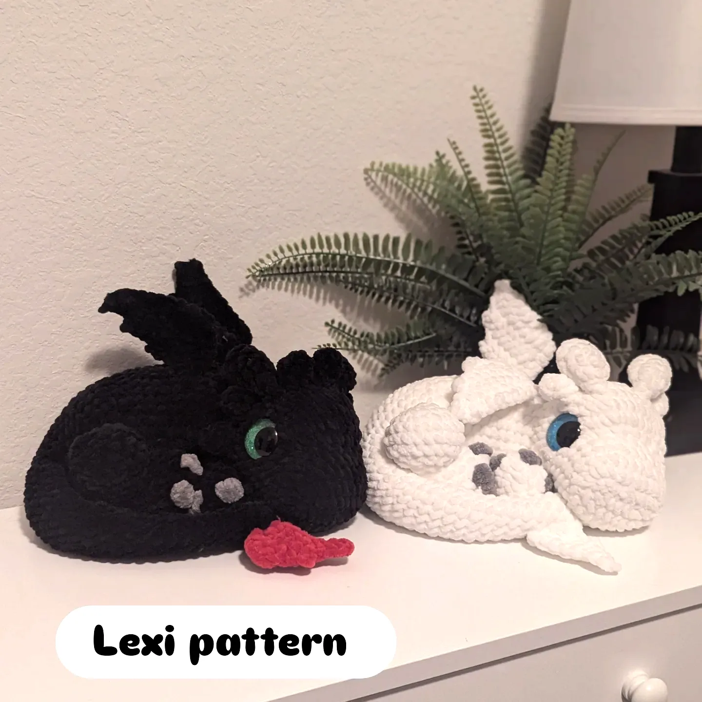 Cute Crochet Amigurumi Dragon Plushies in Black and White