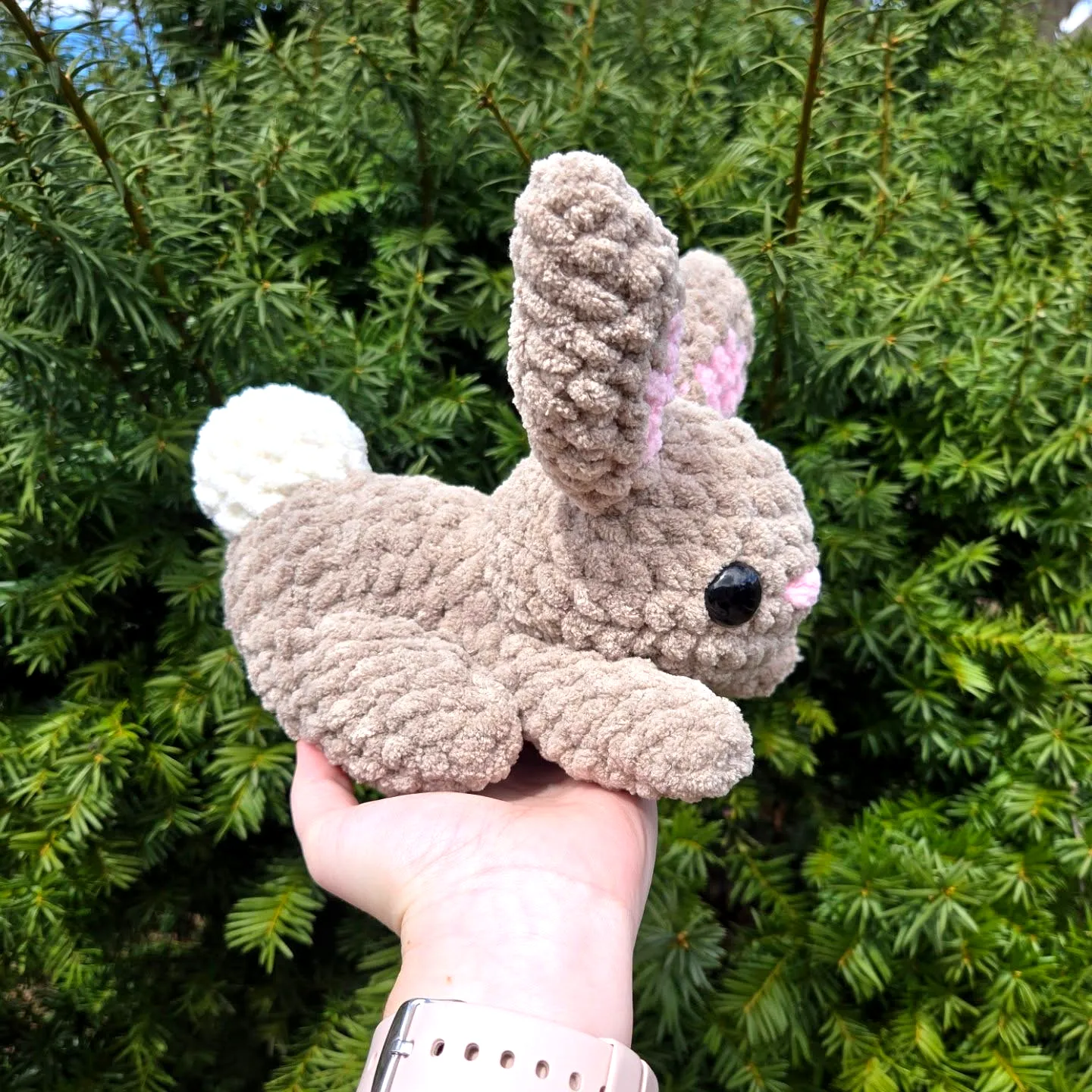 Cute Crochet Amigurumi Rabbit in Earthy Brown and Pink