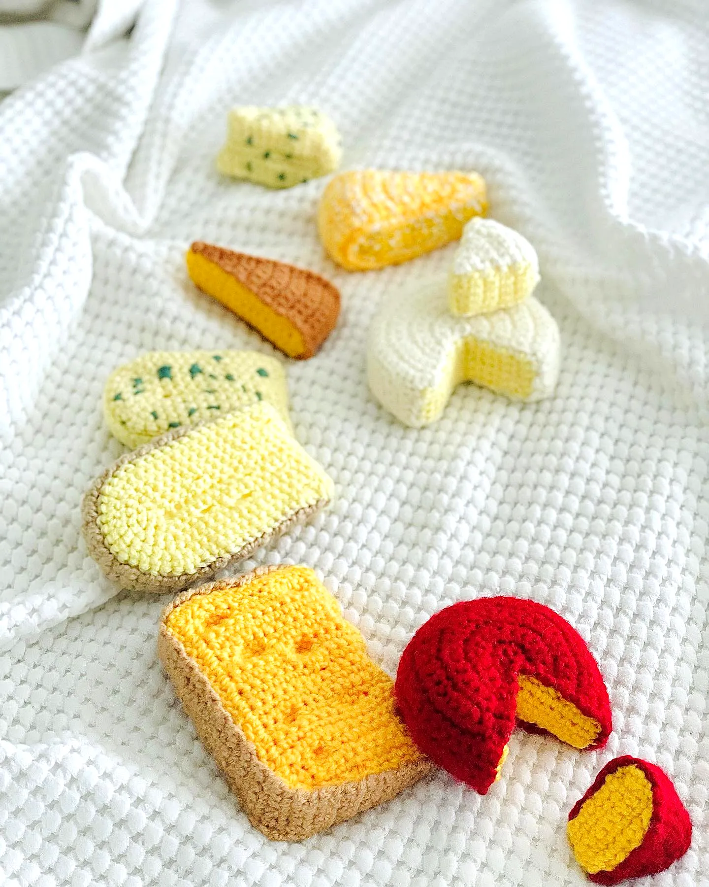 Cute Crochet Cheese Set in Vibrant Yellows and Reds