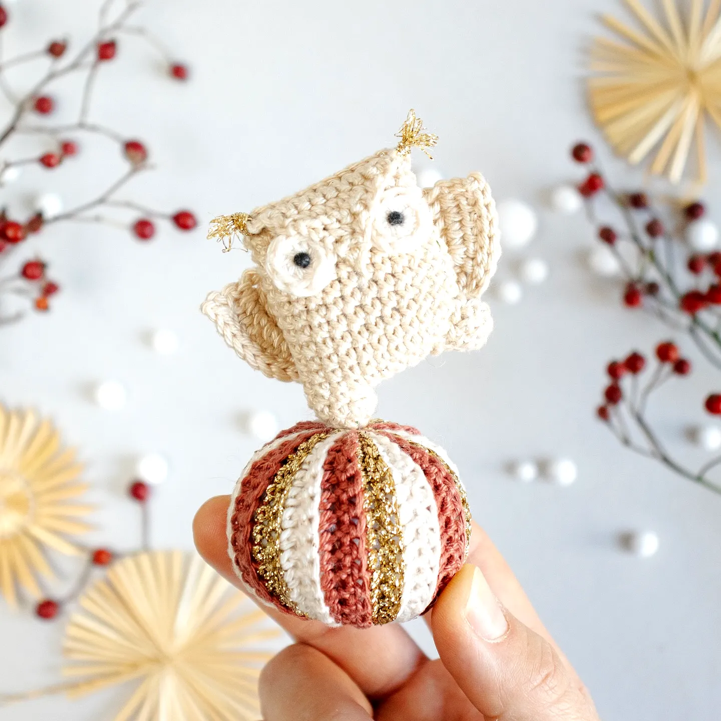 Cute Crochet Christmas Ornament Featuring Owl in Festive Colors