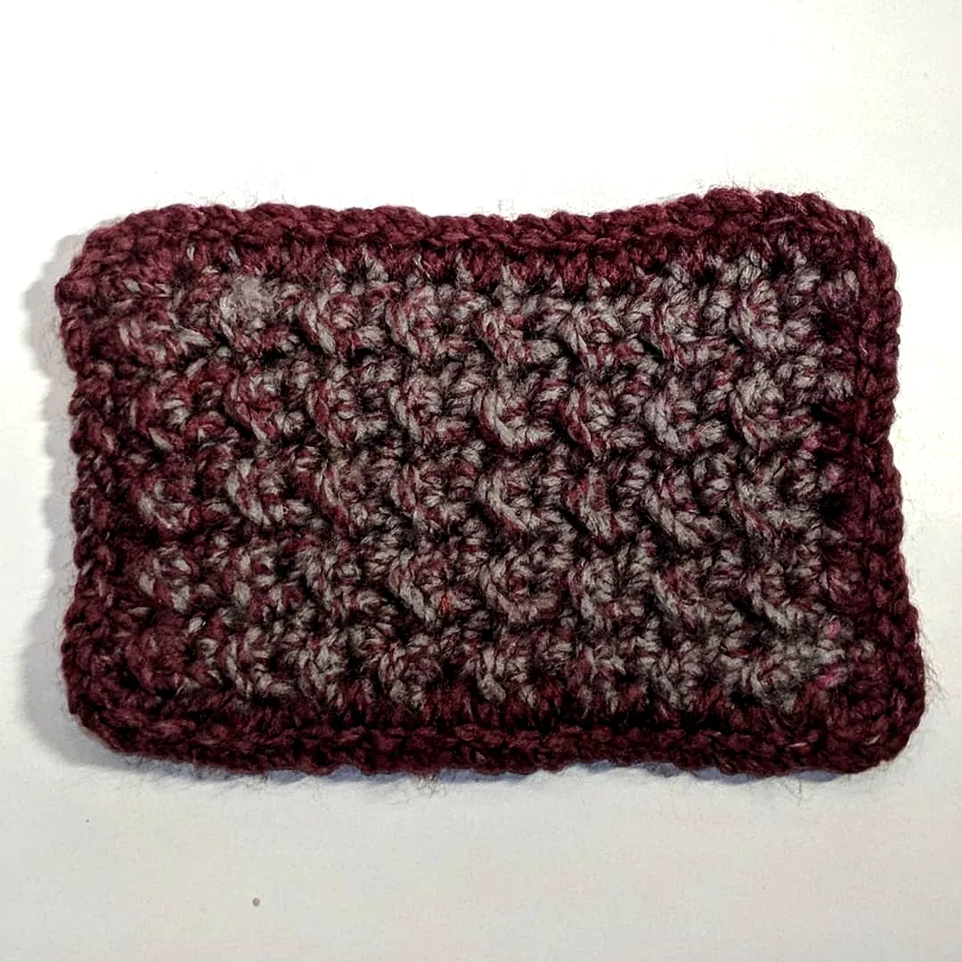 Cute Crochet Dish Sponge in Burgundy and Grey for All Skill Levels