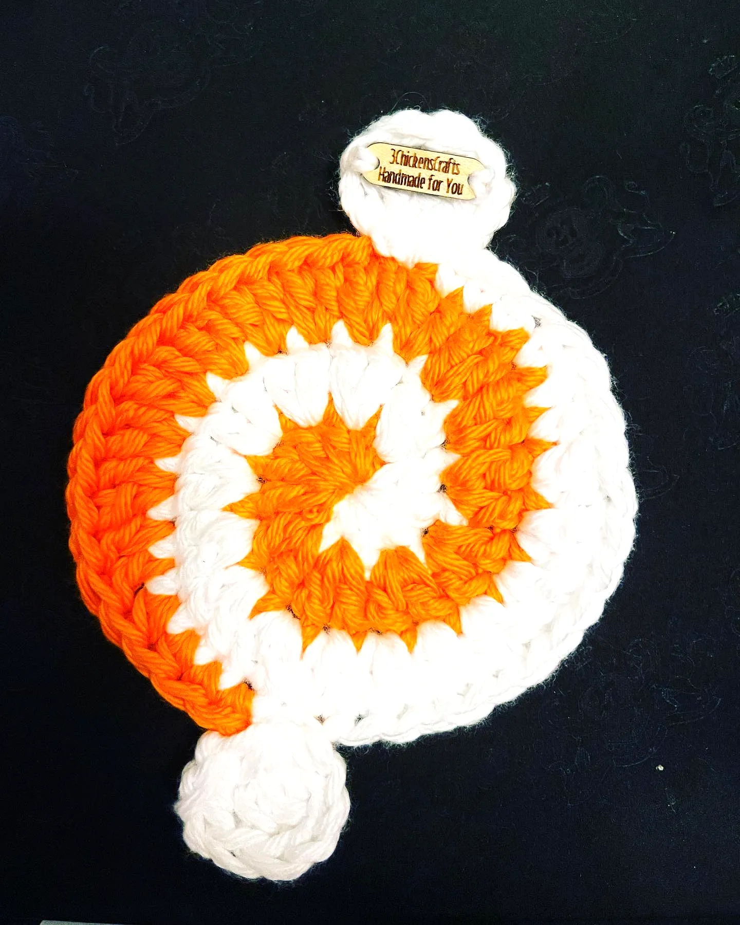 Cute Crochet Dish Sponge in Vibrant Orange and White Colors