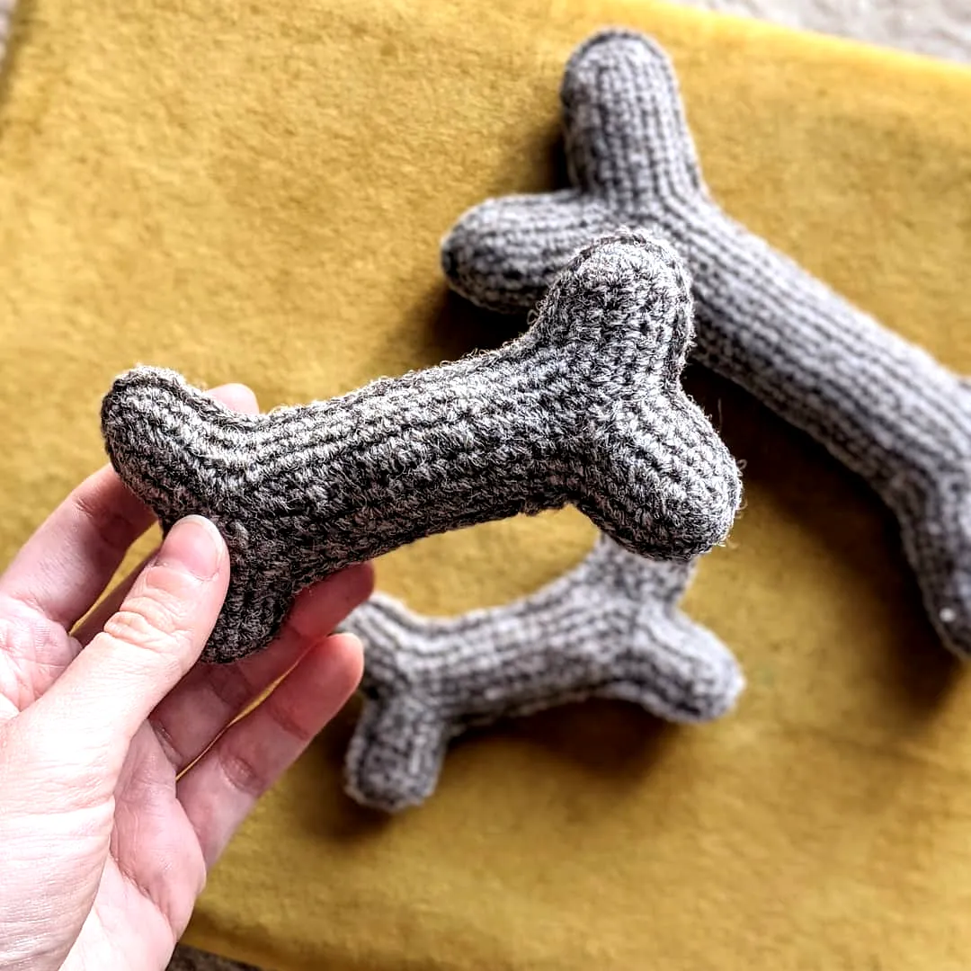 Cute Crochet Dog Bone Toy in Cozy Heathered Gray for Dogs