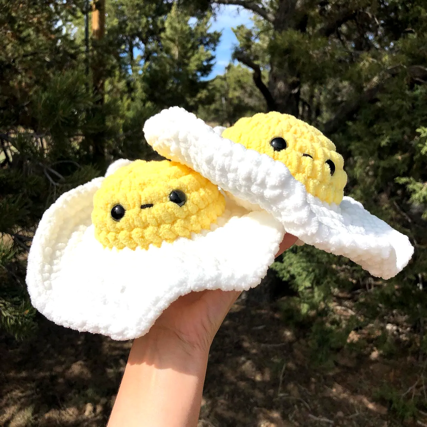 Cute Crochet Egg Plush Toy in Sunny Yellow and White Design