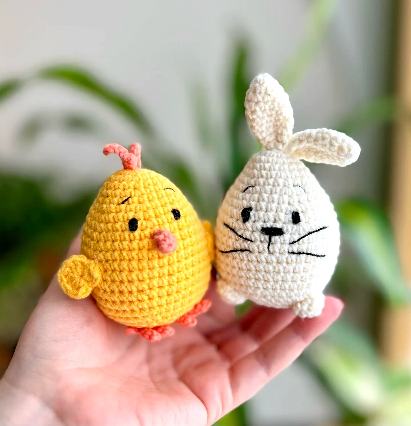 Cute Crochet Egg Set with Chick and Bunny in Bright Yarn