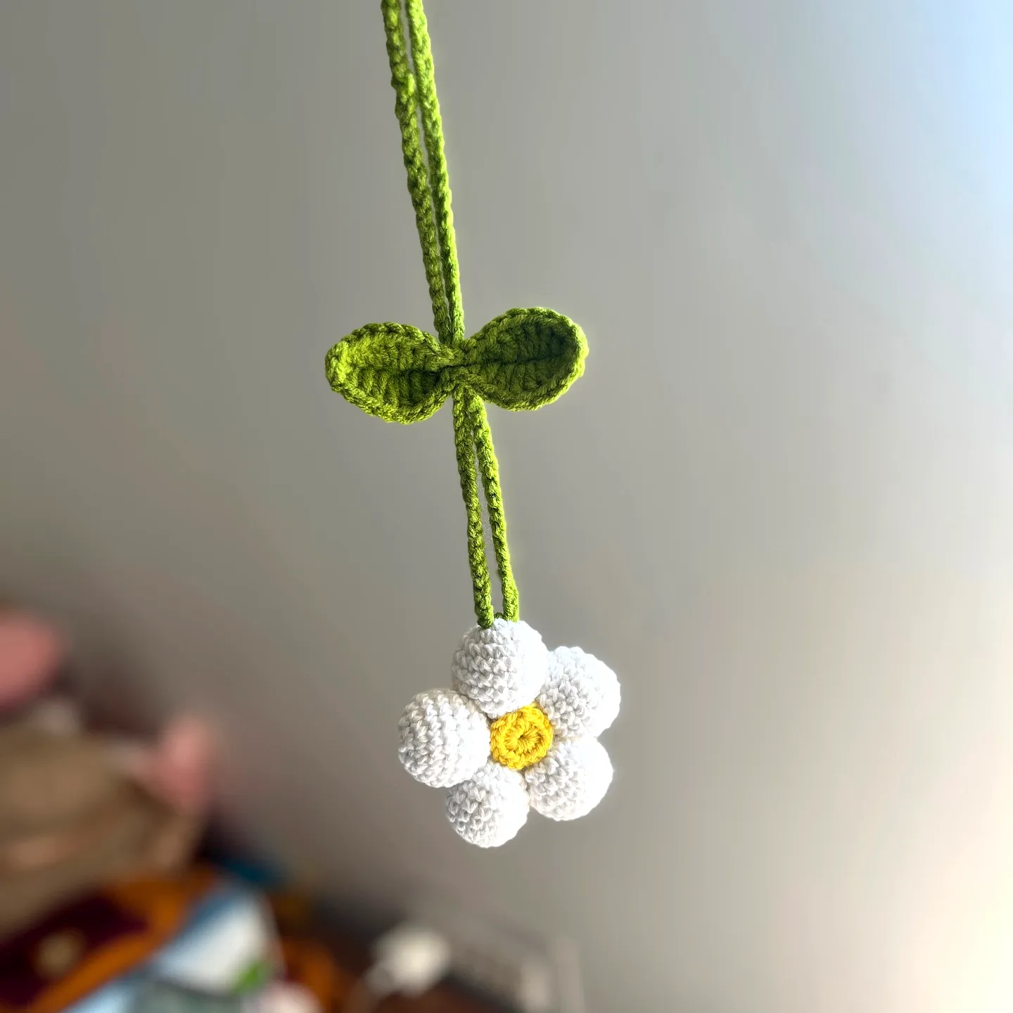 Cute Crochet Flower in White and Yellow for Easy Decor