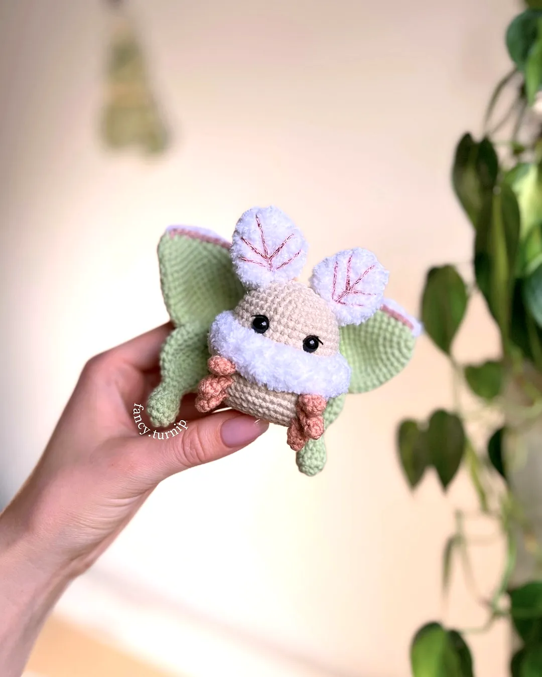 Cute Crochet Forest Animal in Soft Green and Pastel Colors