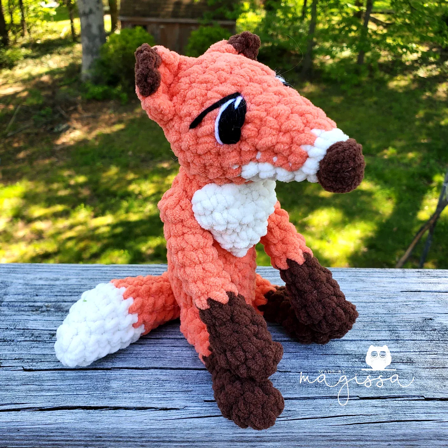 Cute Crochet Forest Animal Plush Fox in Vibrant Orange and Brown