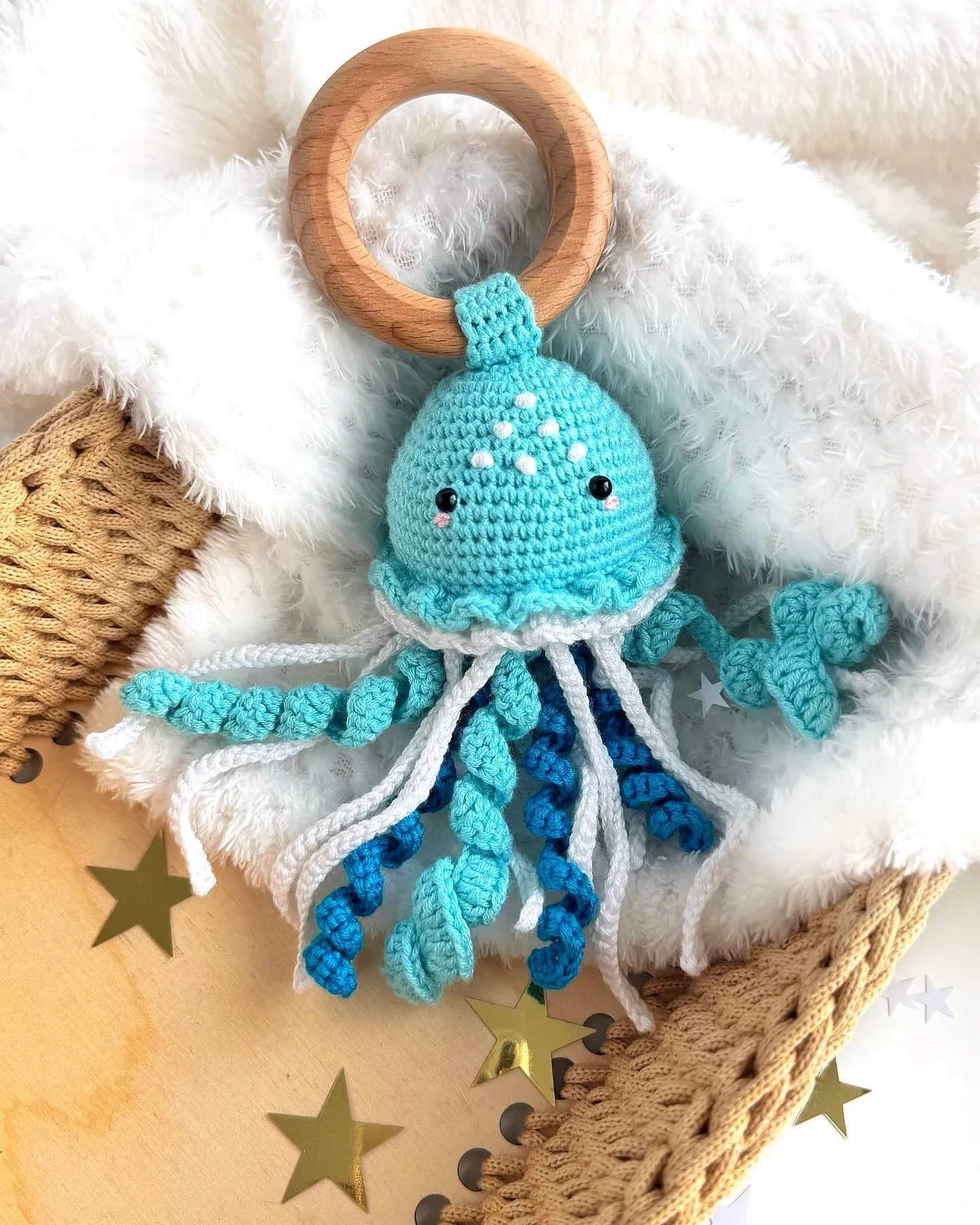 Cute Crochet Jellyfish in Turquoise and Blue