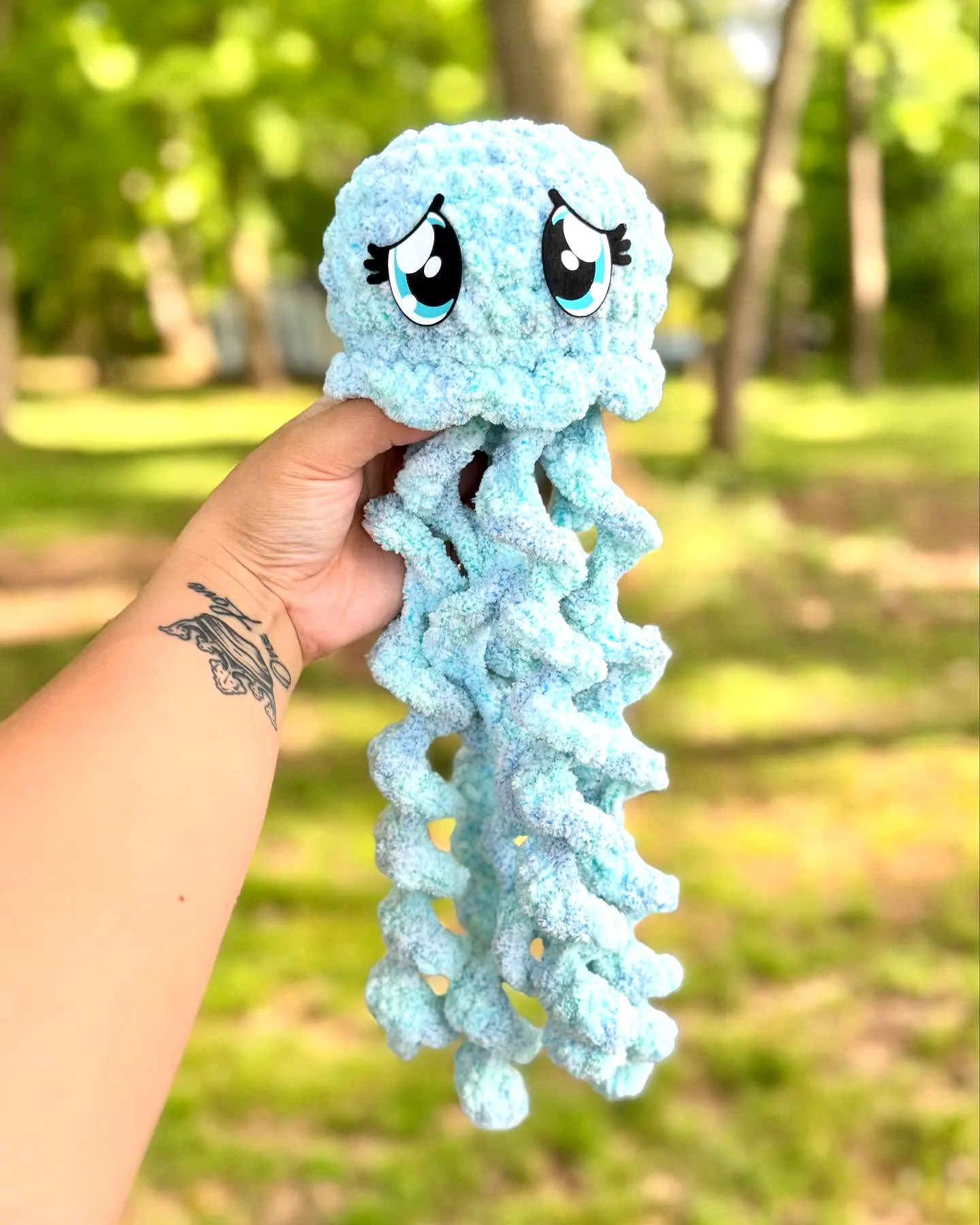 Cute Crochet Jellyfish in Vibrant Blue Soft Yarn