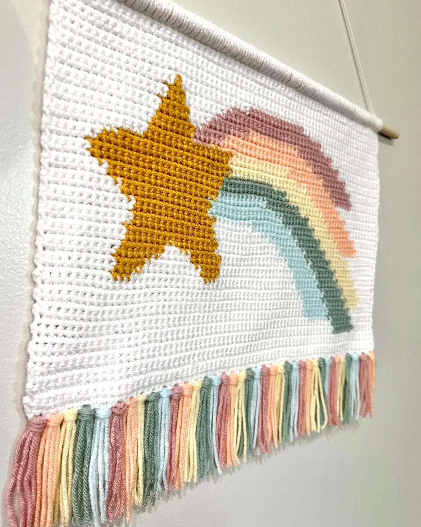 Cute Crochet Nursery Decor with Colorful Rainbow and Stars