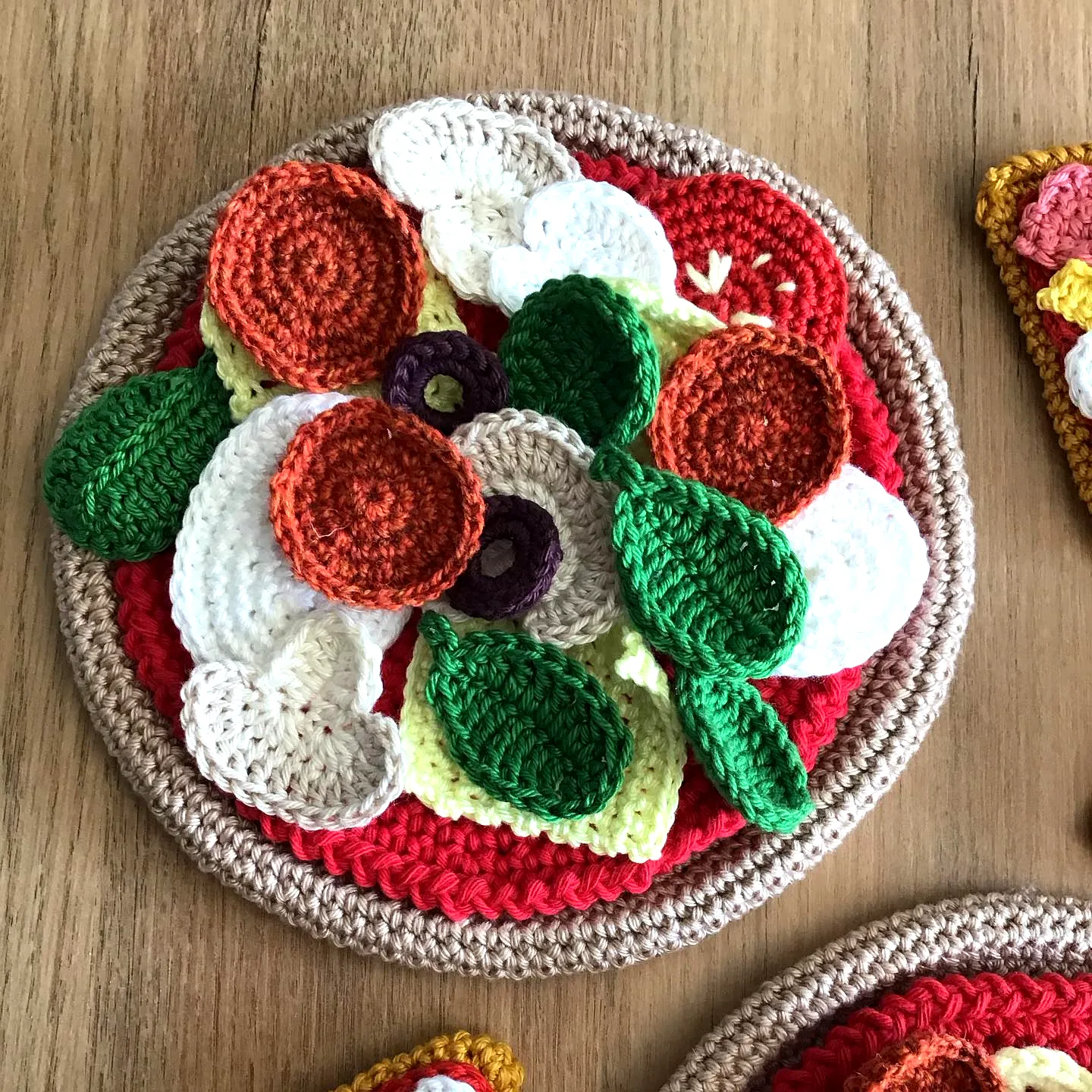 Cute Crochet Pizza Project in Vibrant Colors for Intermediates