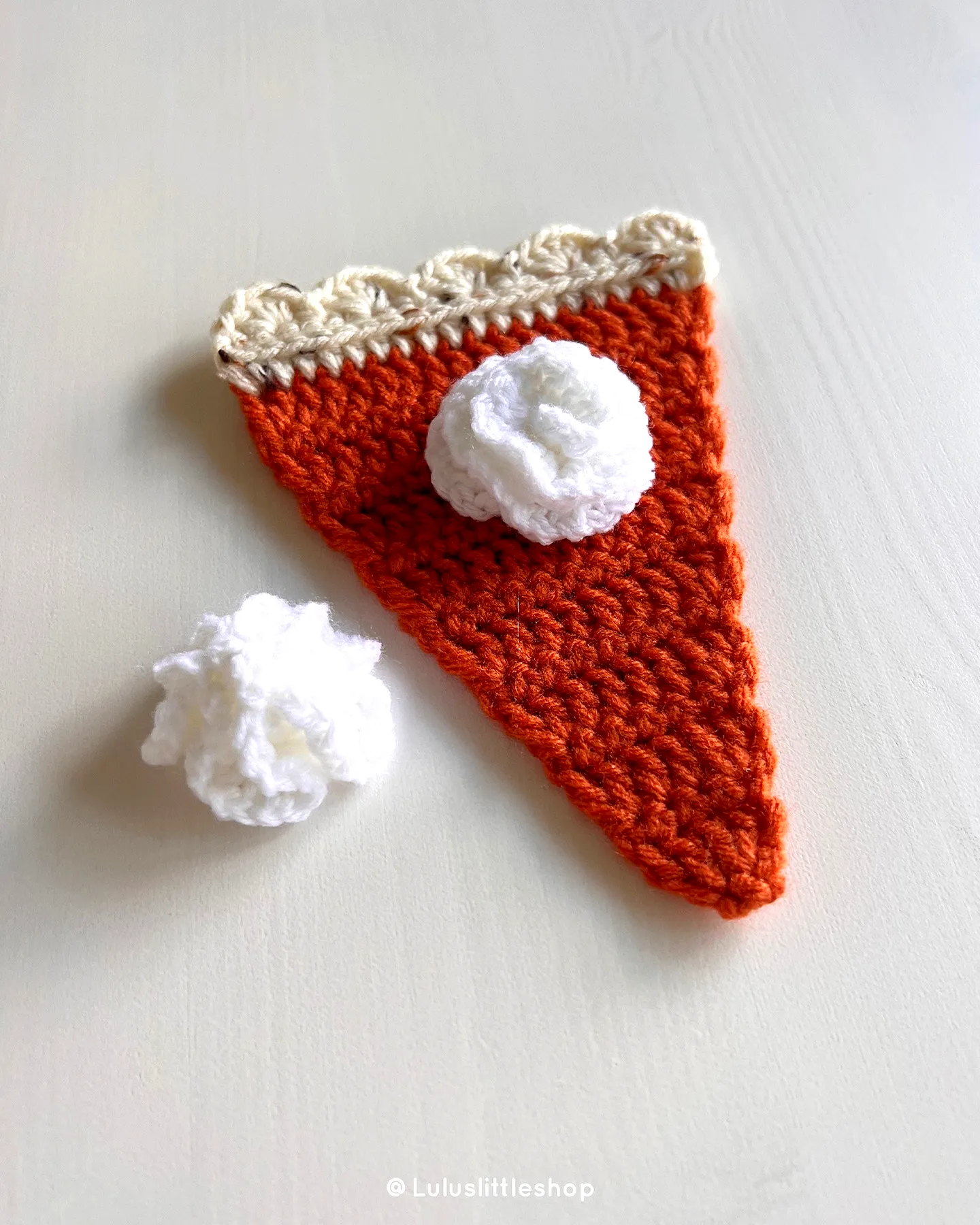 Cute Crochet Pumpkin Pie Slice with Creamy Crust