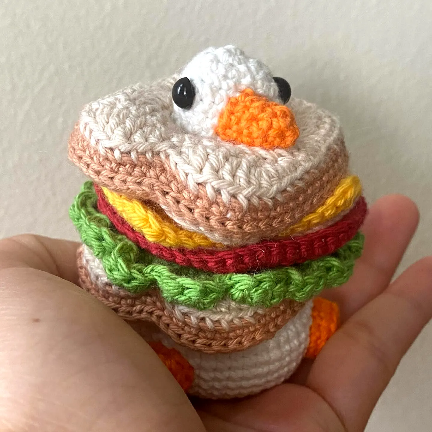 Cute Crochet Sandwich in Colorful Yarn for Beginners