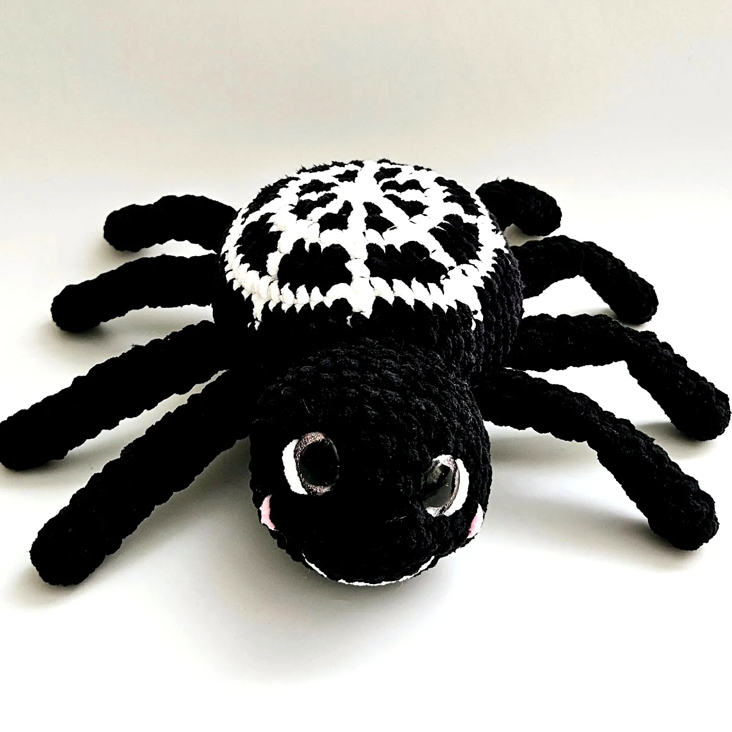 Cute Crochet Spider in Black and White Amigurumi Style