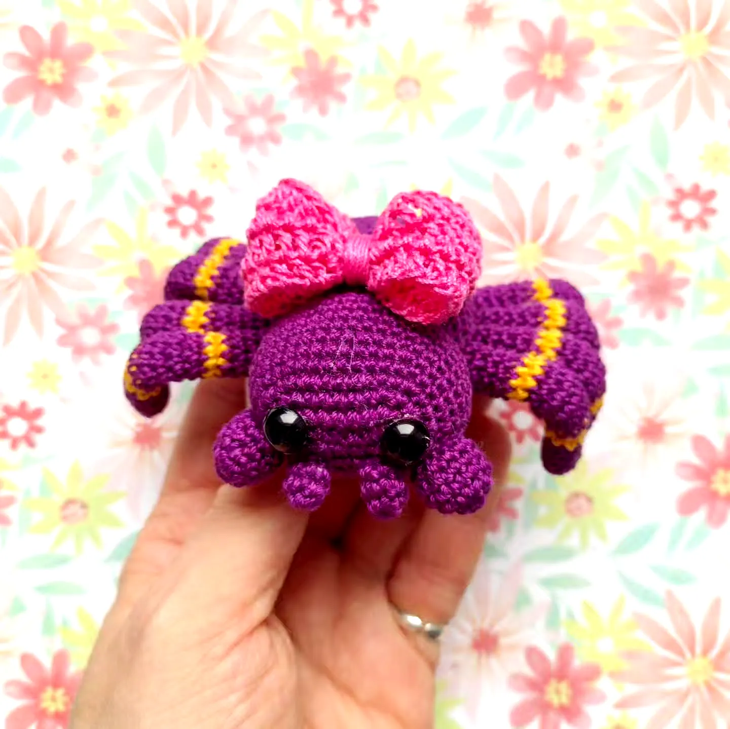 Cute Crochet Spider in Vibrant Purple with Adorable Accents
