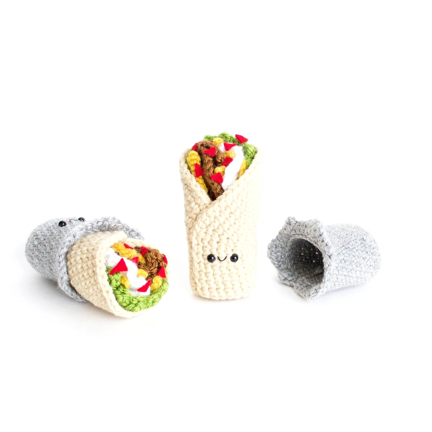 Cute Crochet Taco Plush Toy in Vibrant Yarn Colors