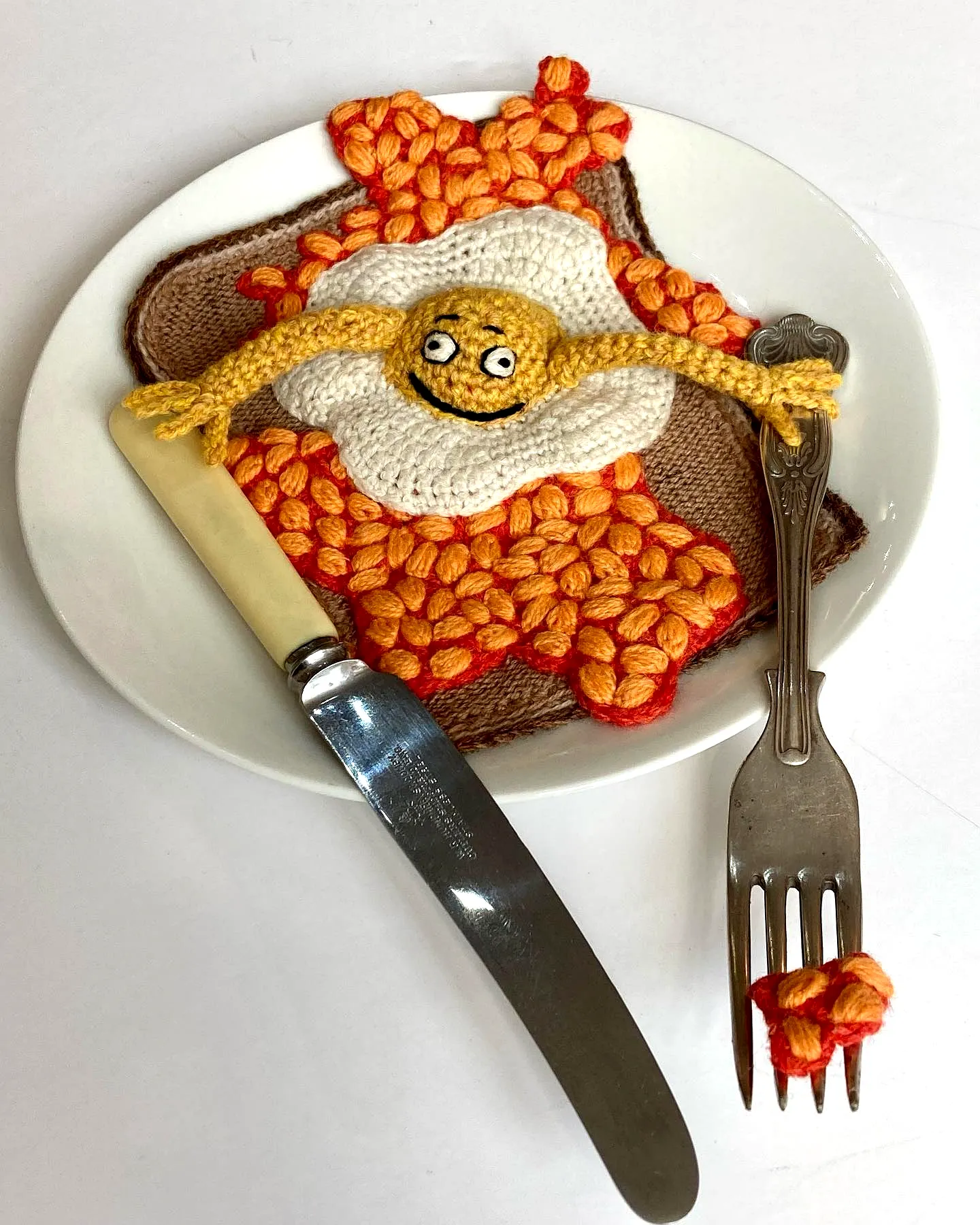 Cute Crochet Toast in Colorful Cartoon Style