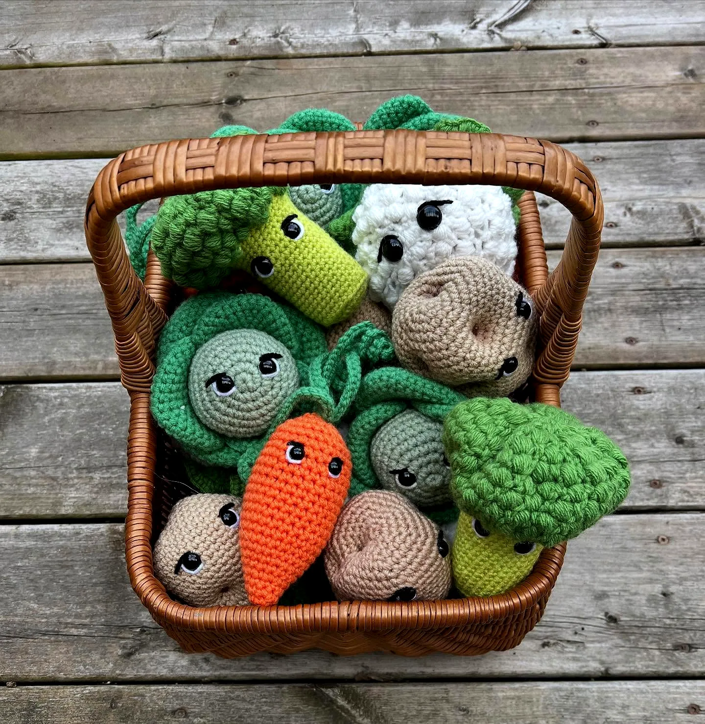 Cute Crochet Vegetable Basket in Vibrant Colors