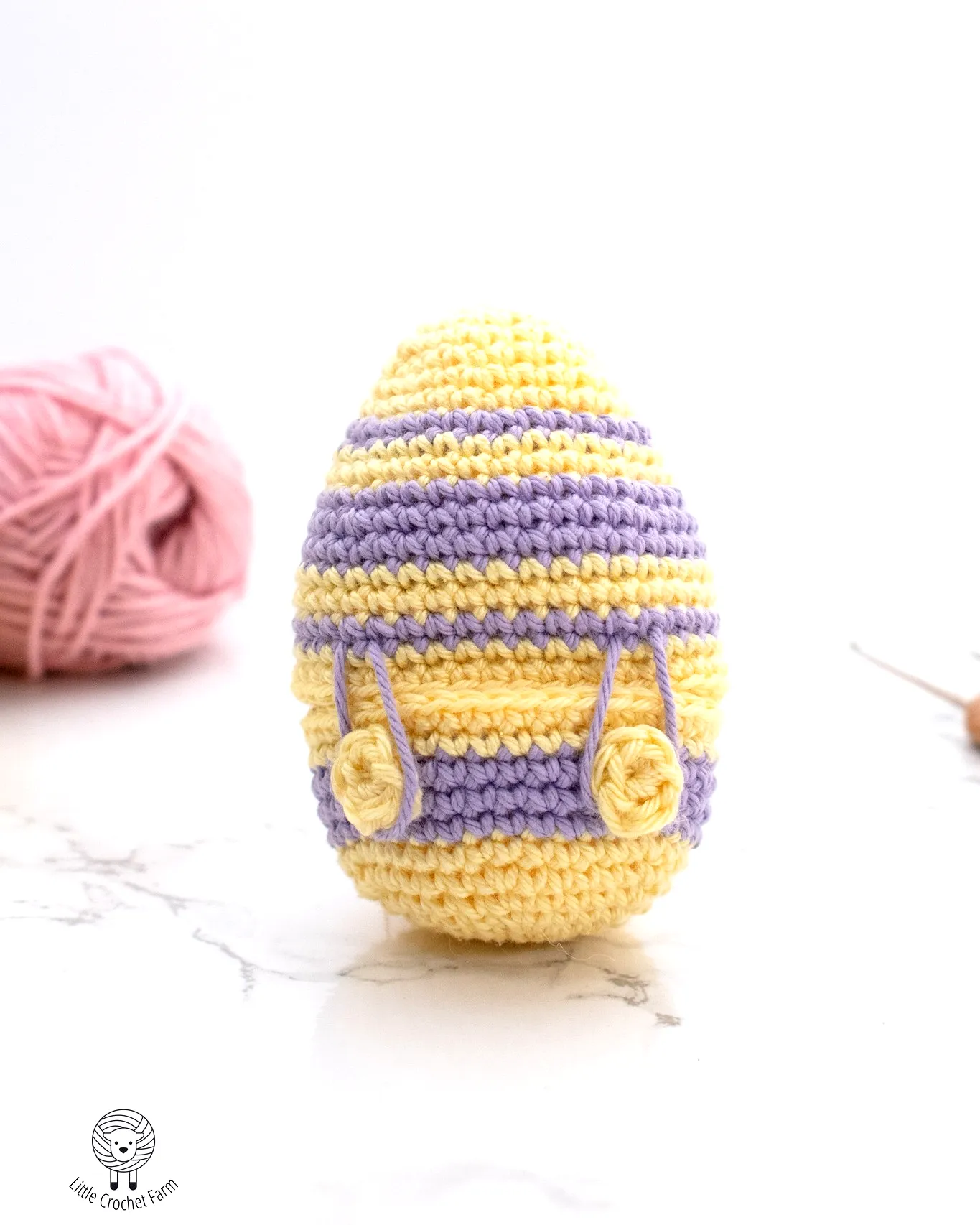 Cute Easy Crochet Easter Egg in Yellow and Purple Stripes